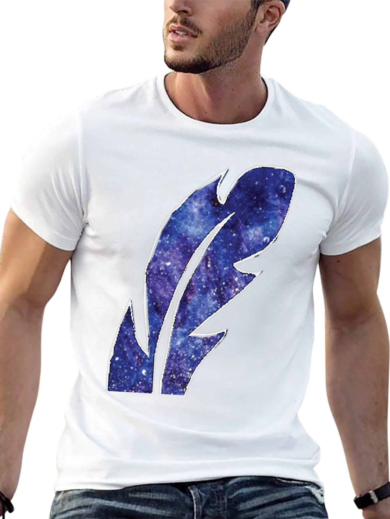 Galaxy Feather Graphic T-Shirt - Stylish Mens Tee