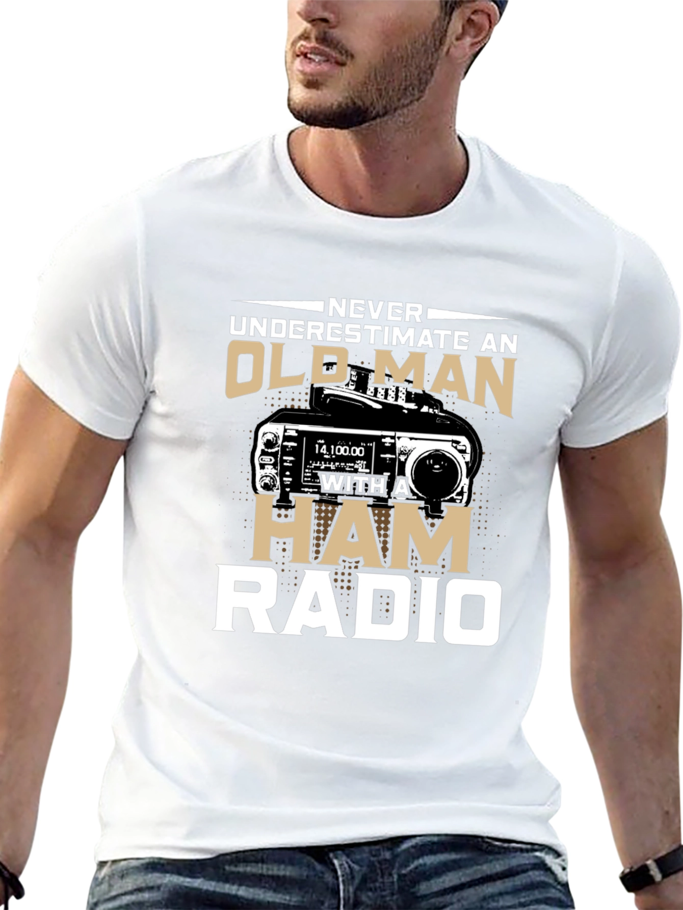 Never Underestimate Old Man Ham Radio T-Shirt