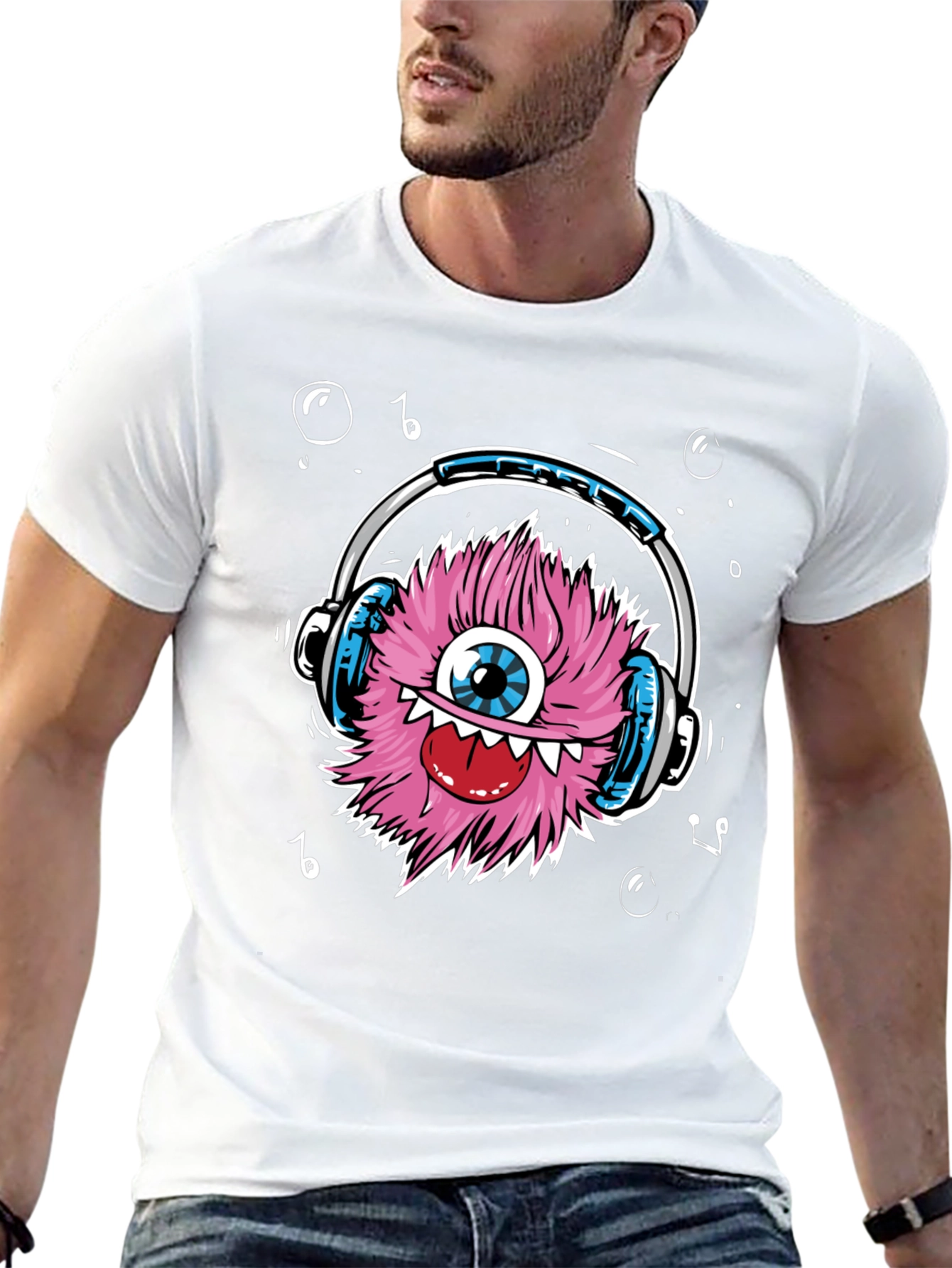 Monster with Headphones Graphic Tee
