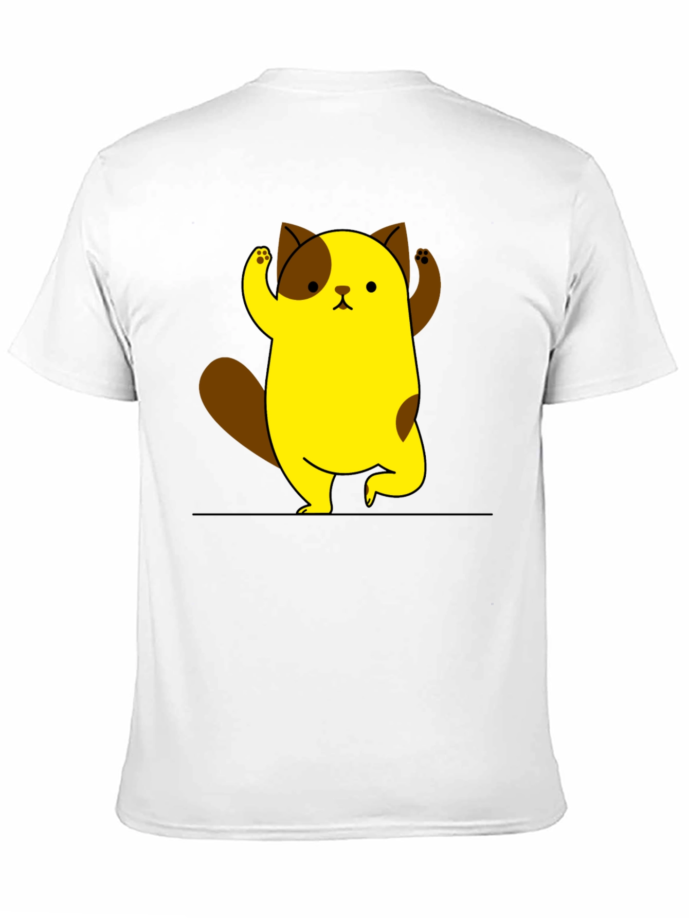 Cute Cartoon Cat Black T-Shirt