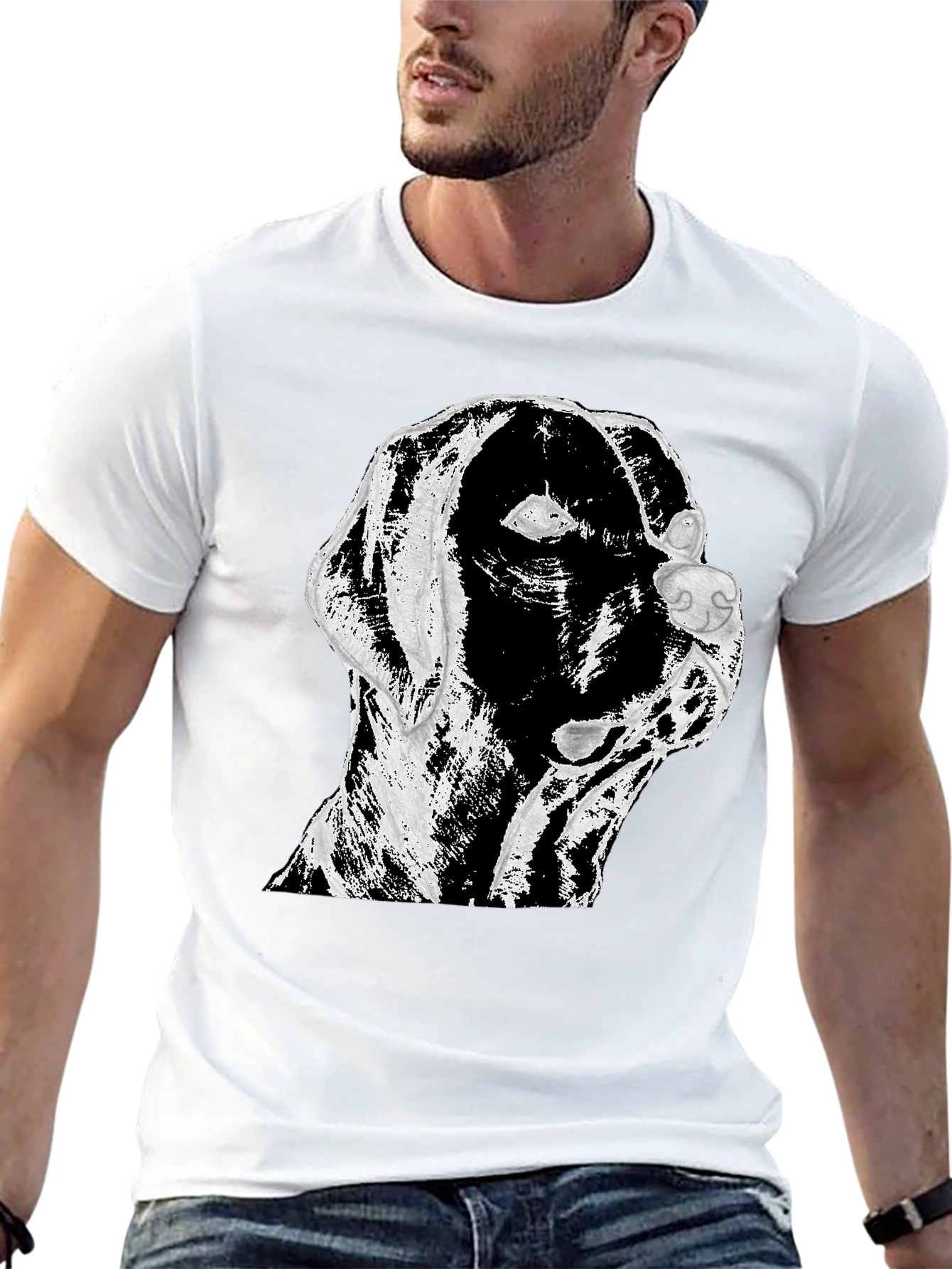 Dog Graphic Print T-Shirt Black