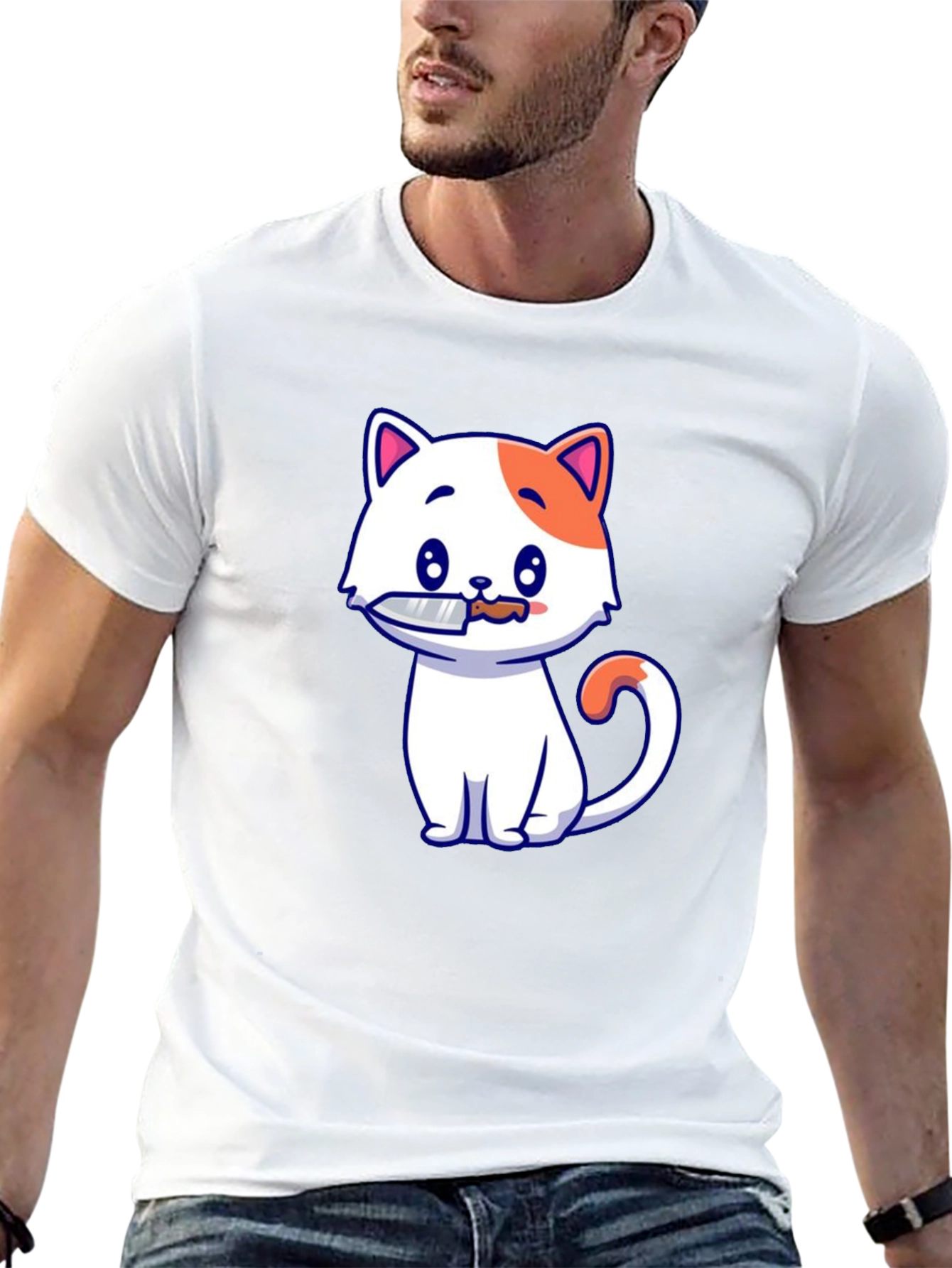 Cat With Knife T-Shirt - Funny Graphic Tee