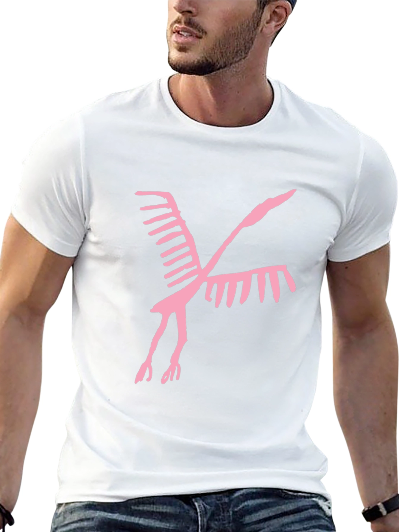 Abstract Bird Graphic Tee - Casual Black T-Shirt