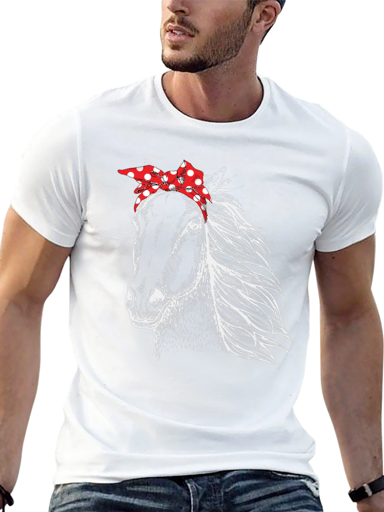 Horse with Bandana Graphic Tee - Black
