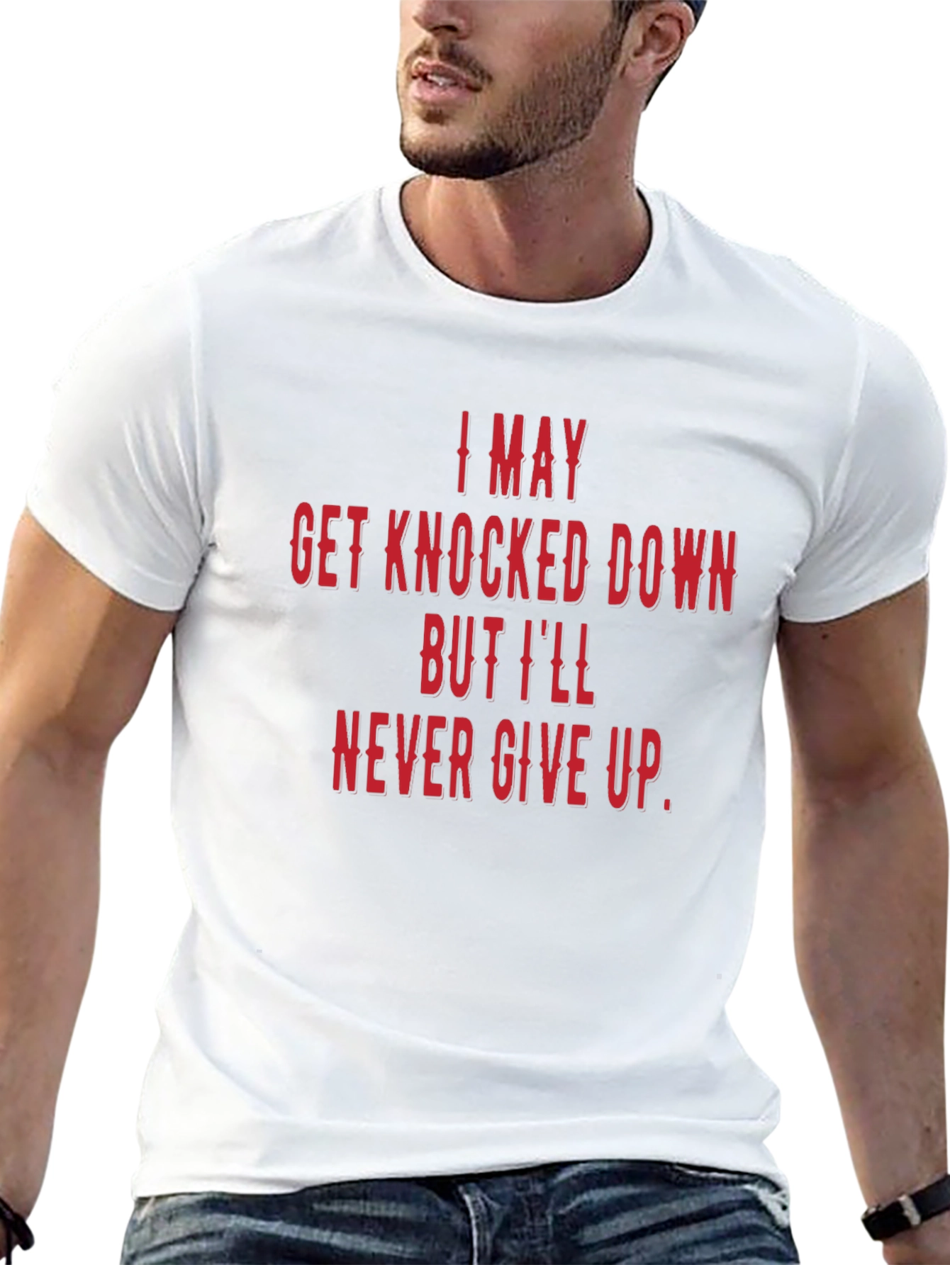 Motivational Graphic T-Shirt - Never Give Up Black Tee