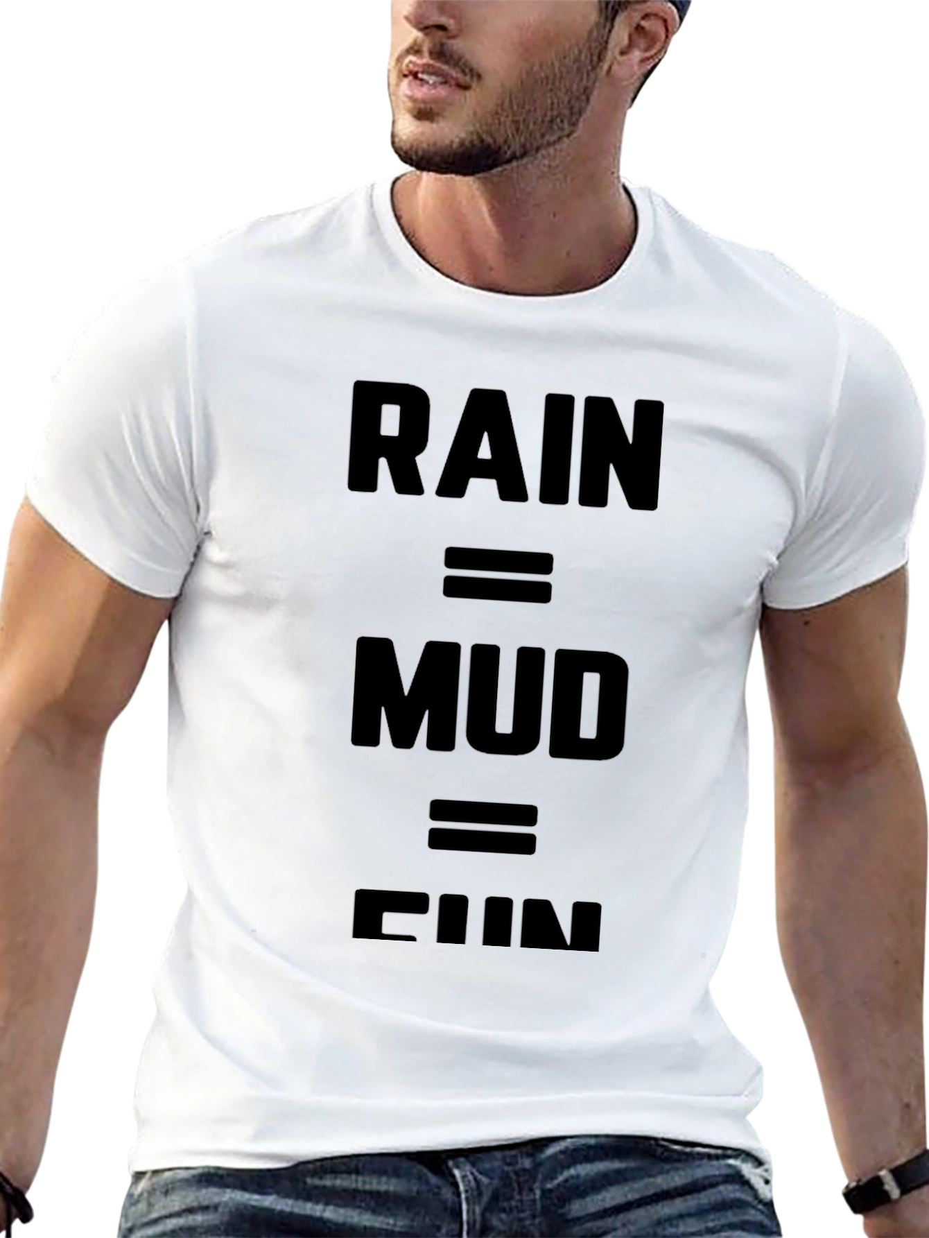 Rain = Mud = Fun Black Graphic T-Shirt