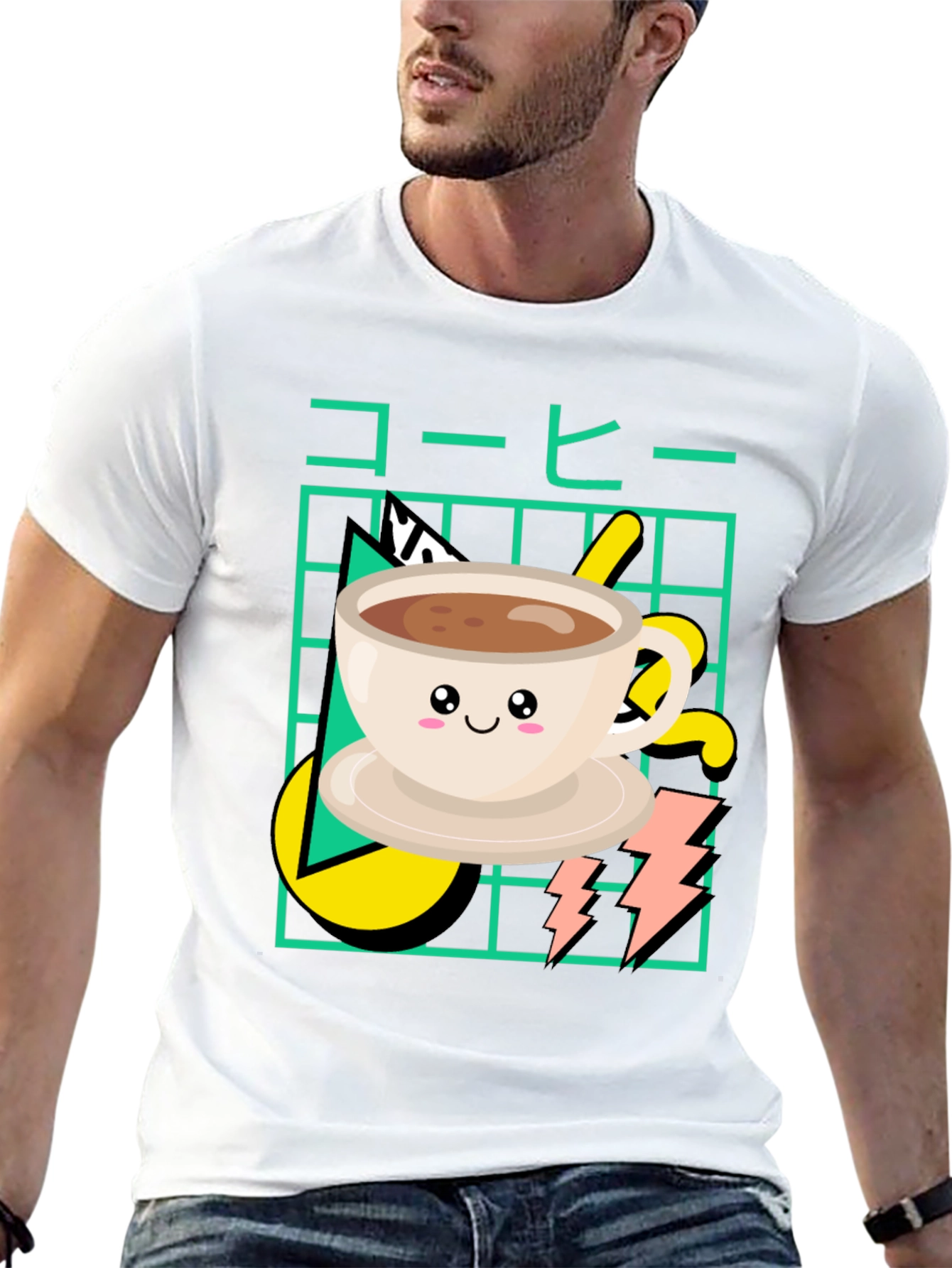 Kawaii Coffee Graphic T-Shirt - Retro 80s Design