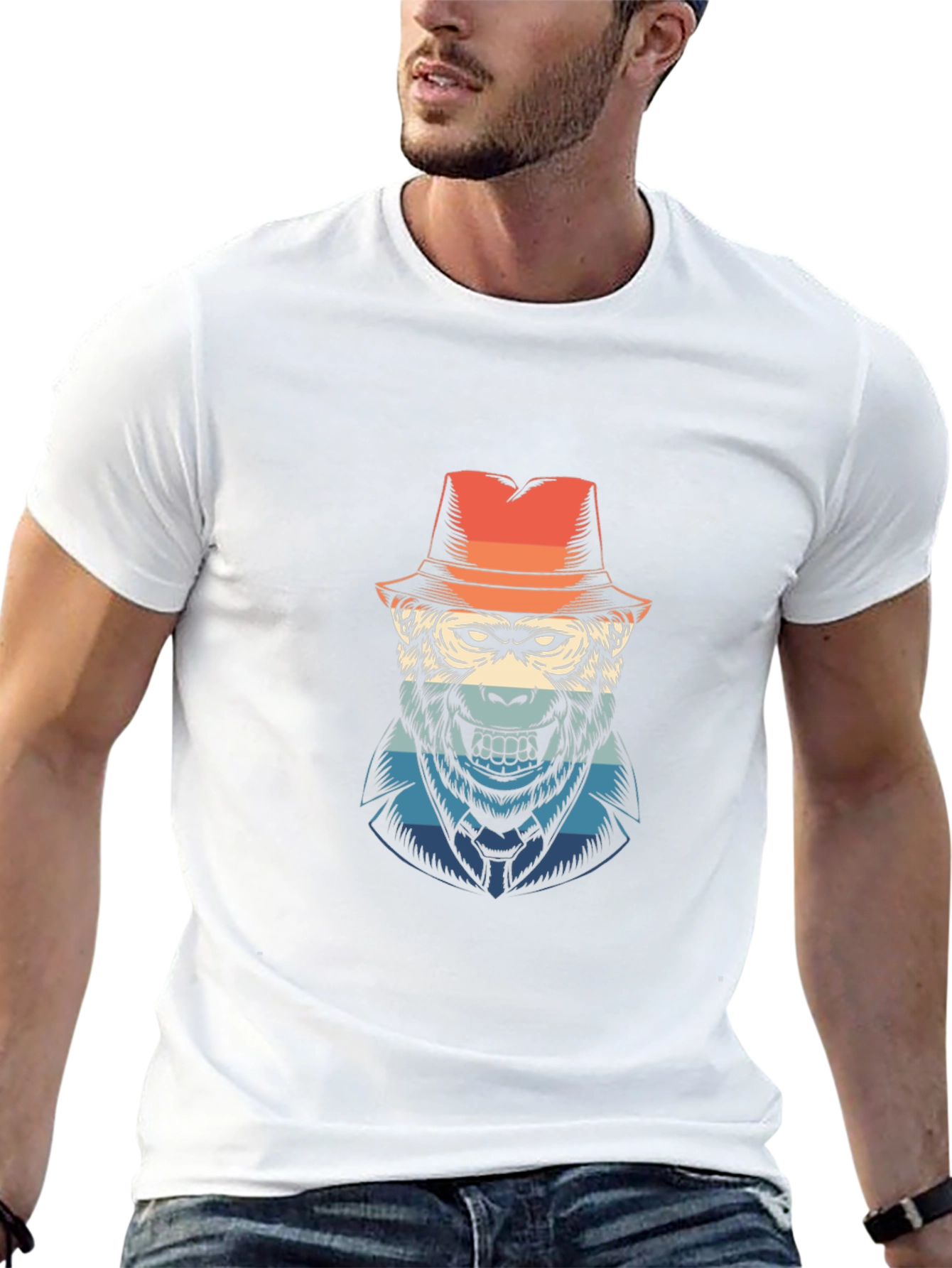 Cool Ape Fedora Graphic T-Shirt