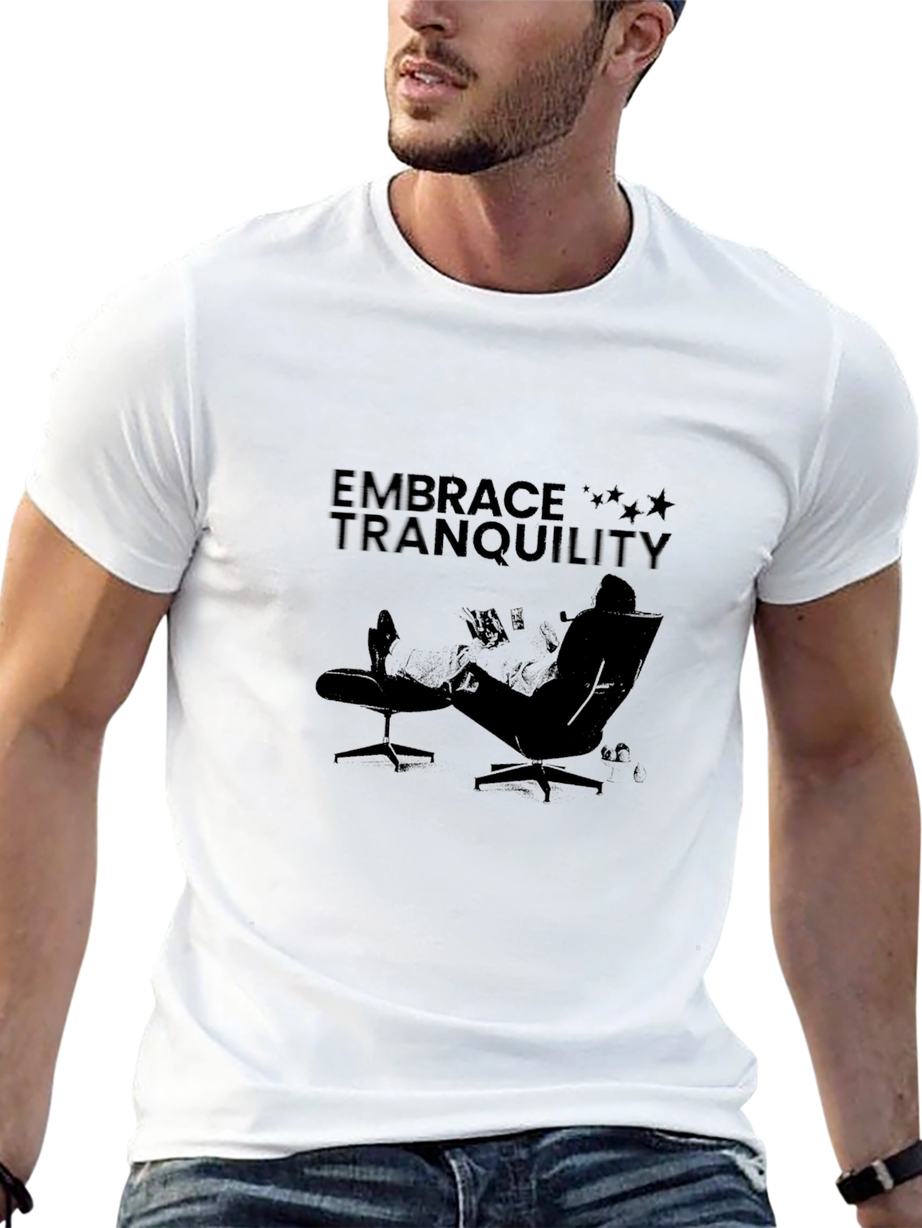 Embrace Tranquility Black Graphic T-Shirt