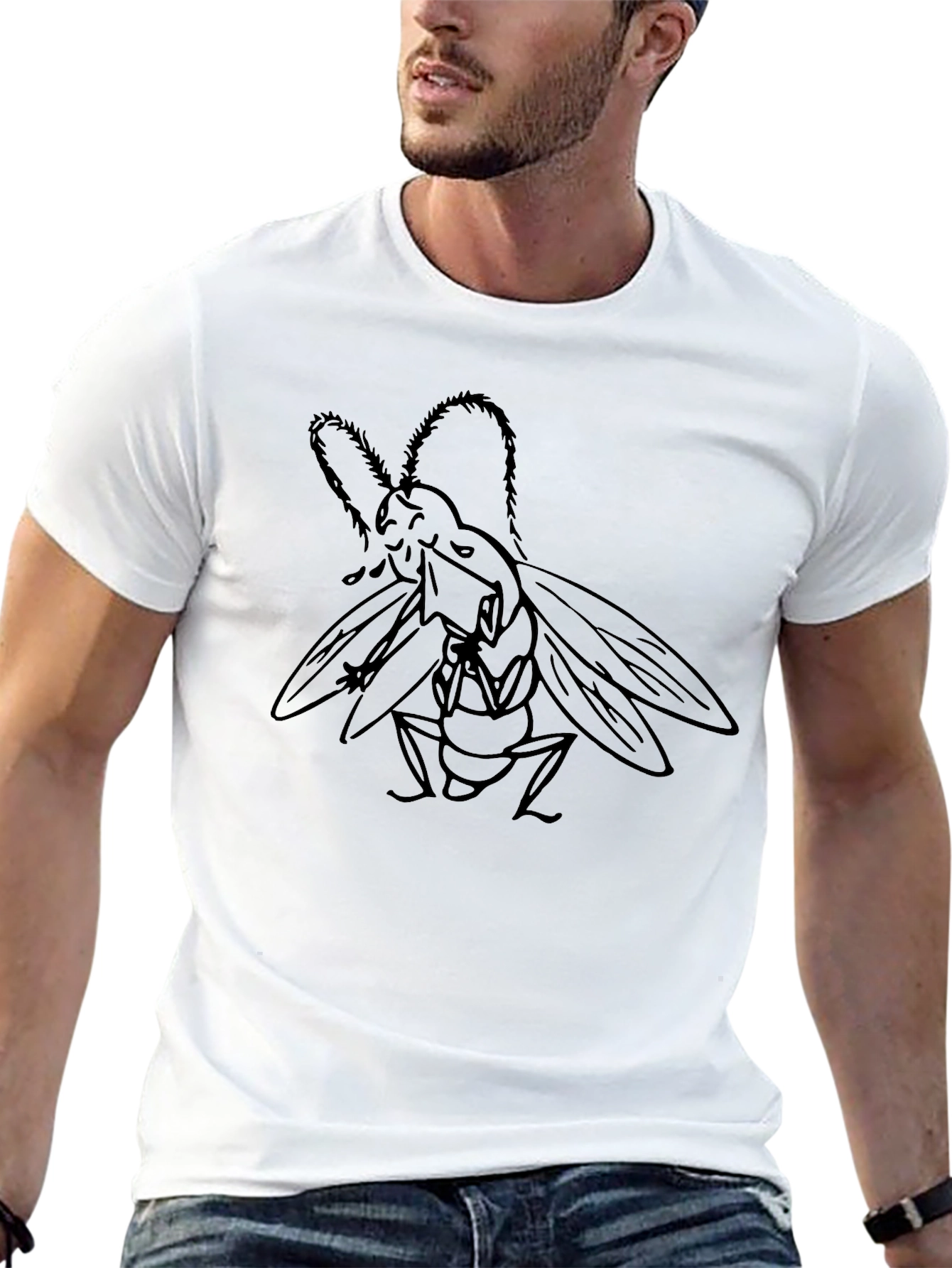 Black T-Shirt with Chainsaw Fly Graphic Tee