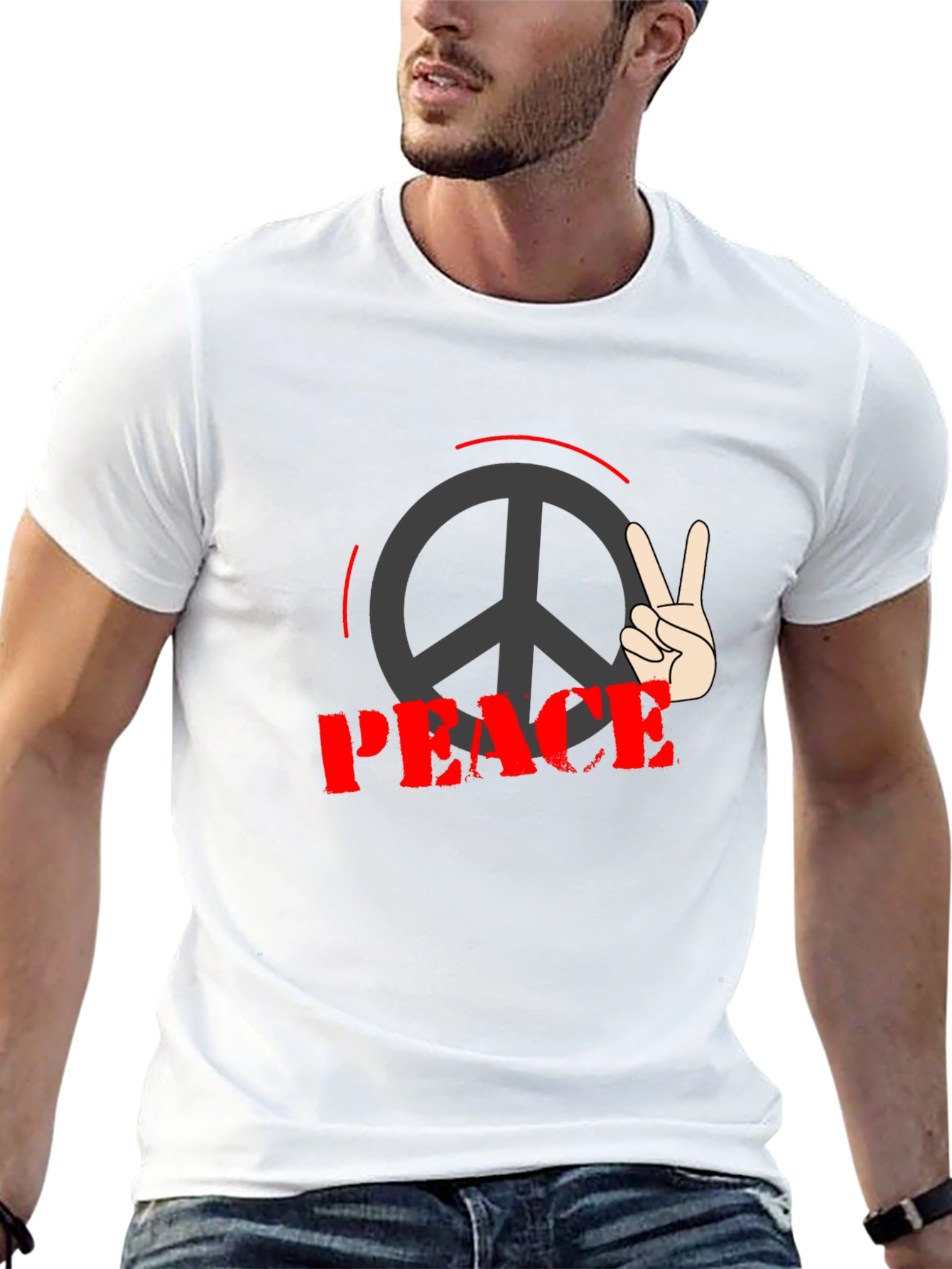 Peace Sign Graphic Black T-Shirt