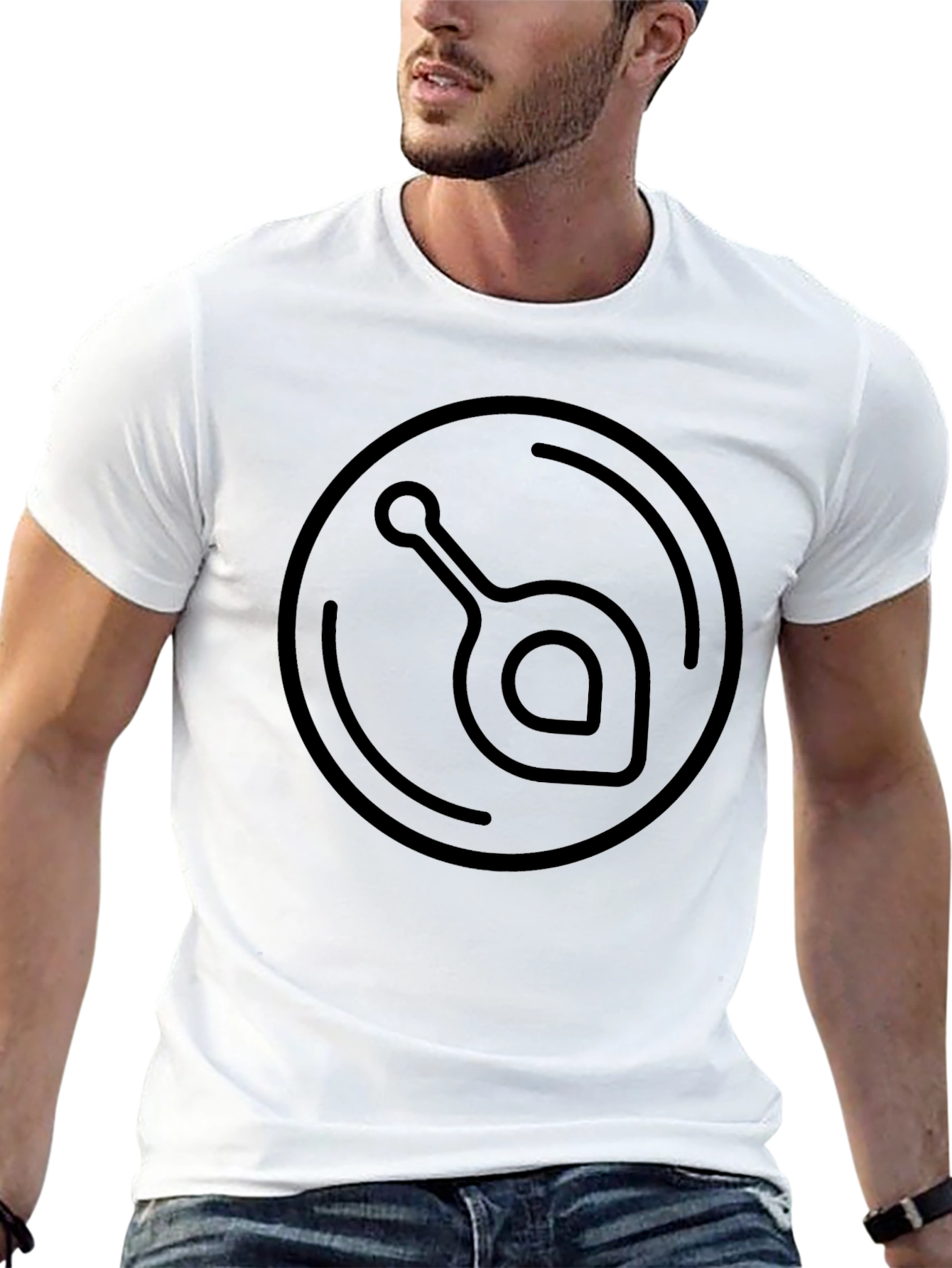 Black T-Shirt with Abstract Circle Logo Design