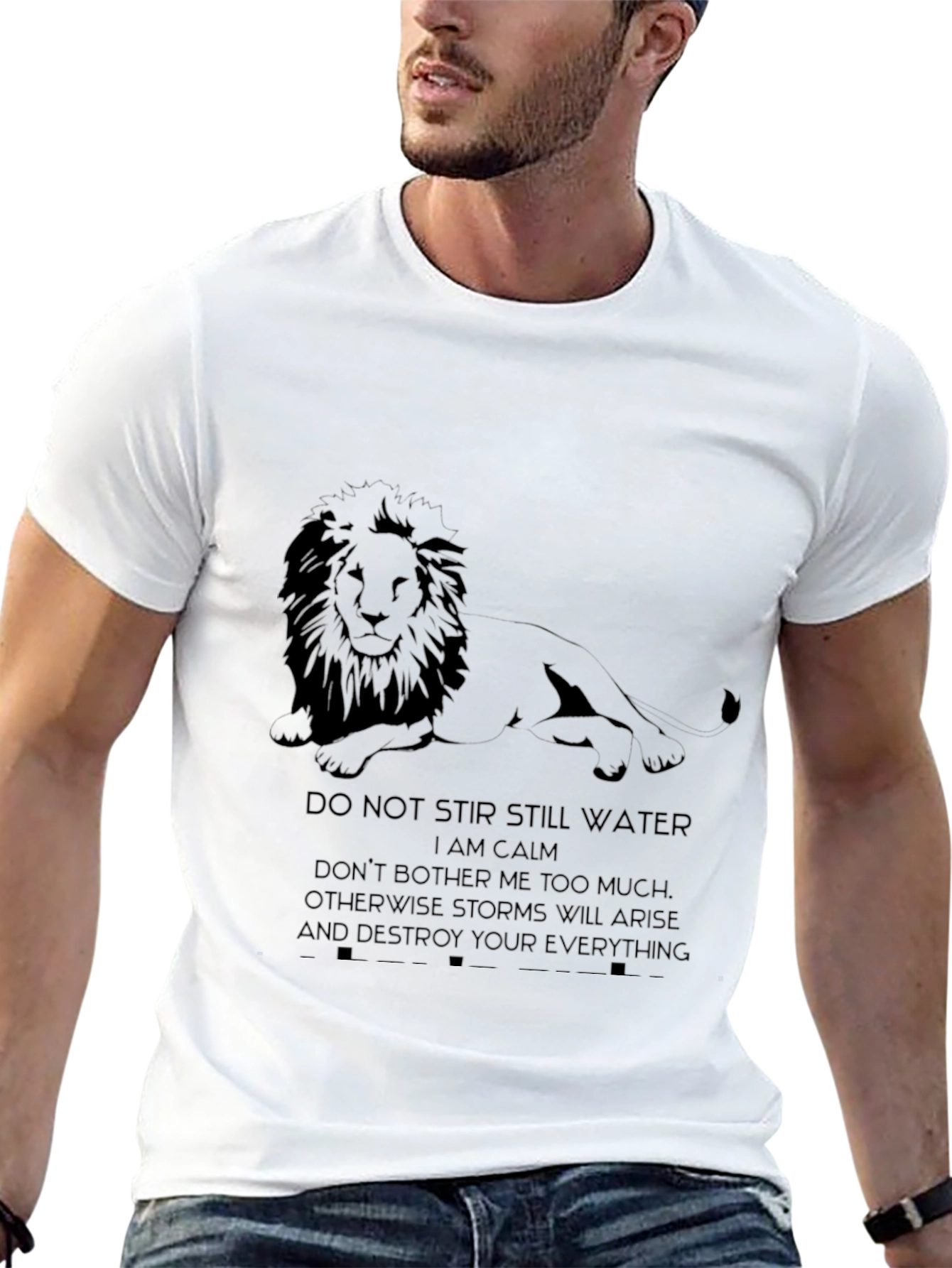 Lion Calm T-Shirt - Mens Black Graphic Tee