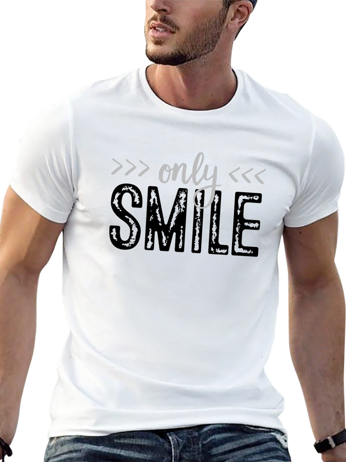 Only Smile Graphic Print Black T-Shirt
