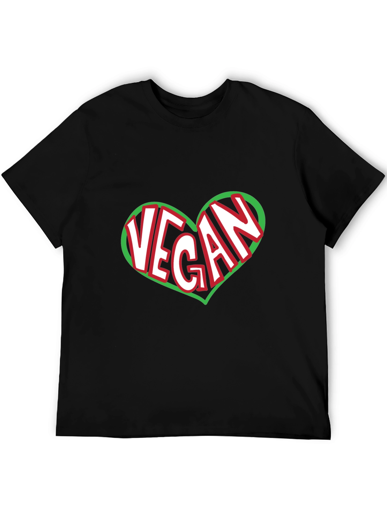 Vegan Heart Graphic T-Shirt - Black