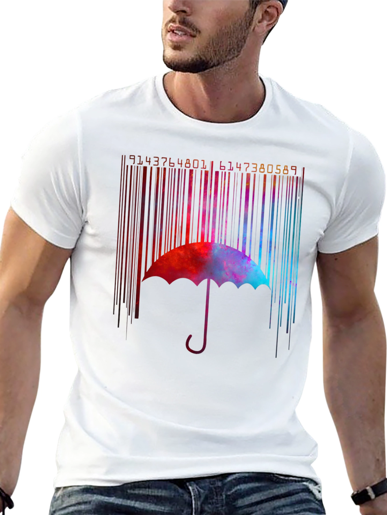 Abstract Umbrella Barcode Graphic T-Shirt
