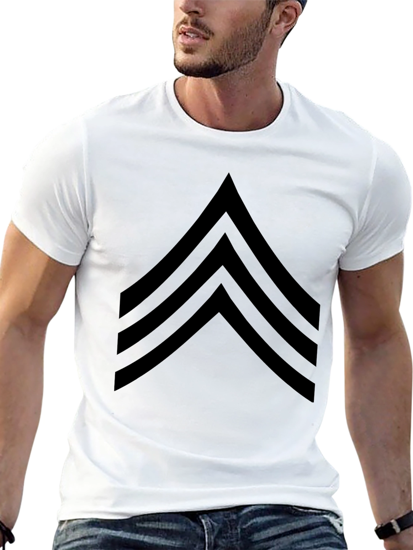 Black Sergeant Stripes Graphic T-Shirt - Military Style Tee