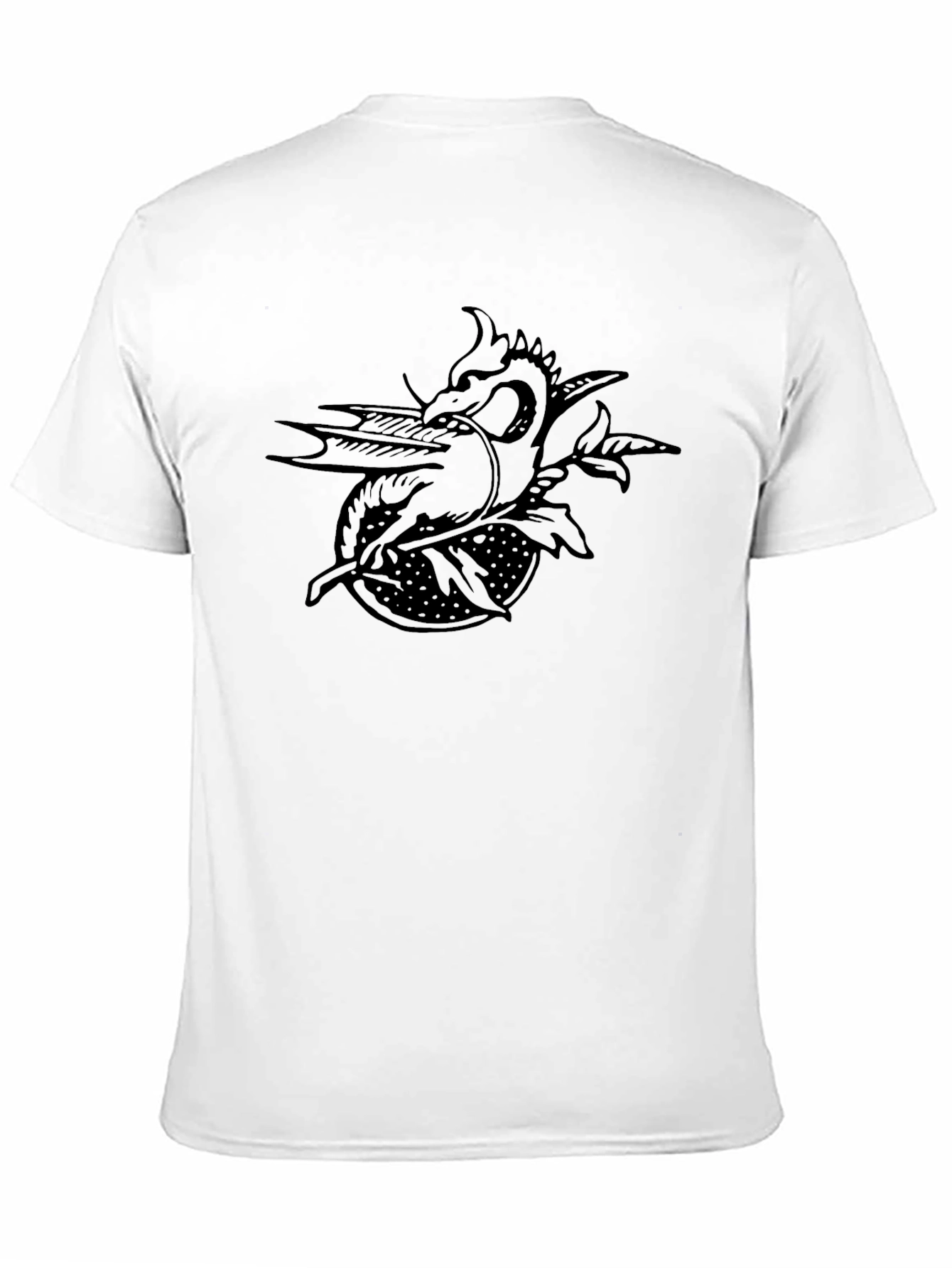 Dragon & Rose Graphic Tee - Black Cotton T-Shirt