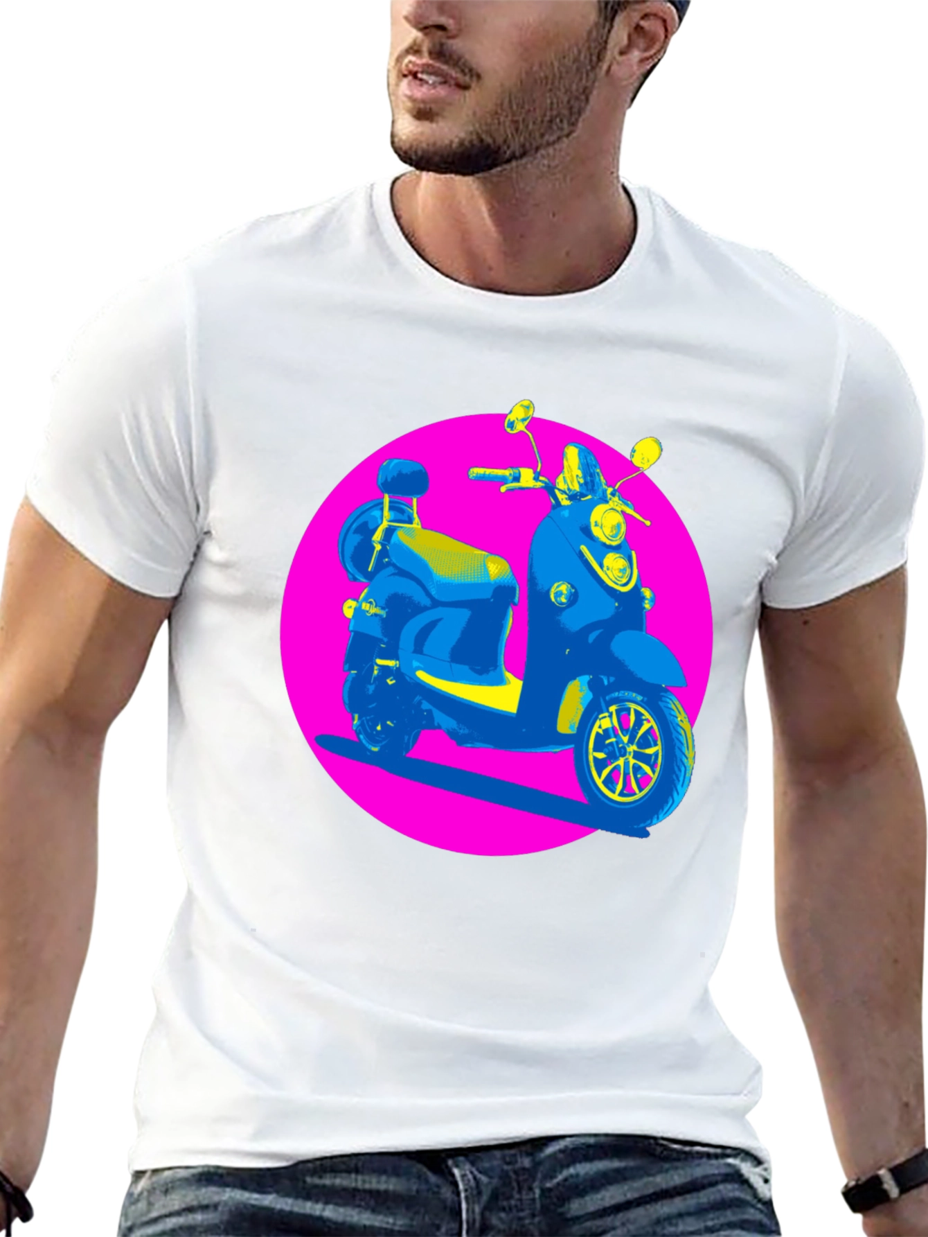 Retro Scooter Graphic Tee - Vivid Print Design
