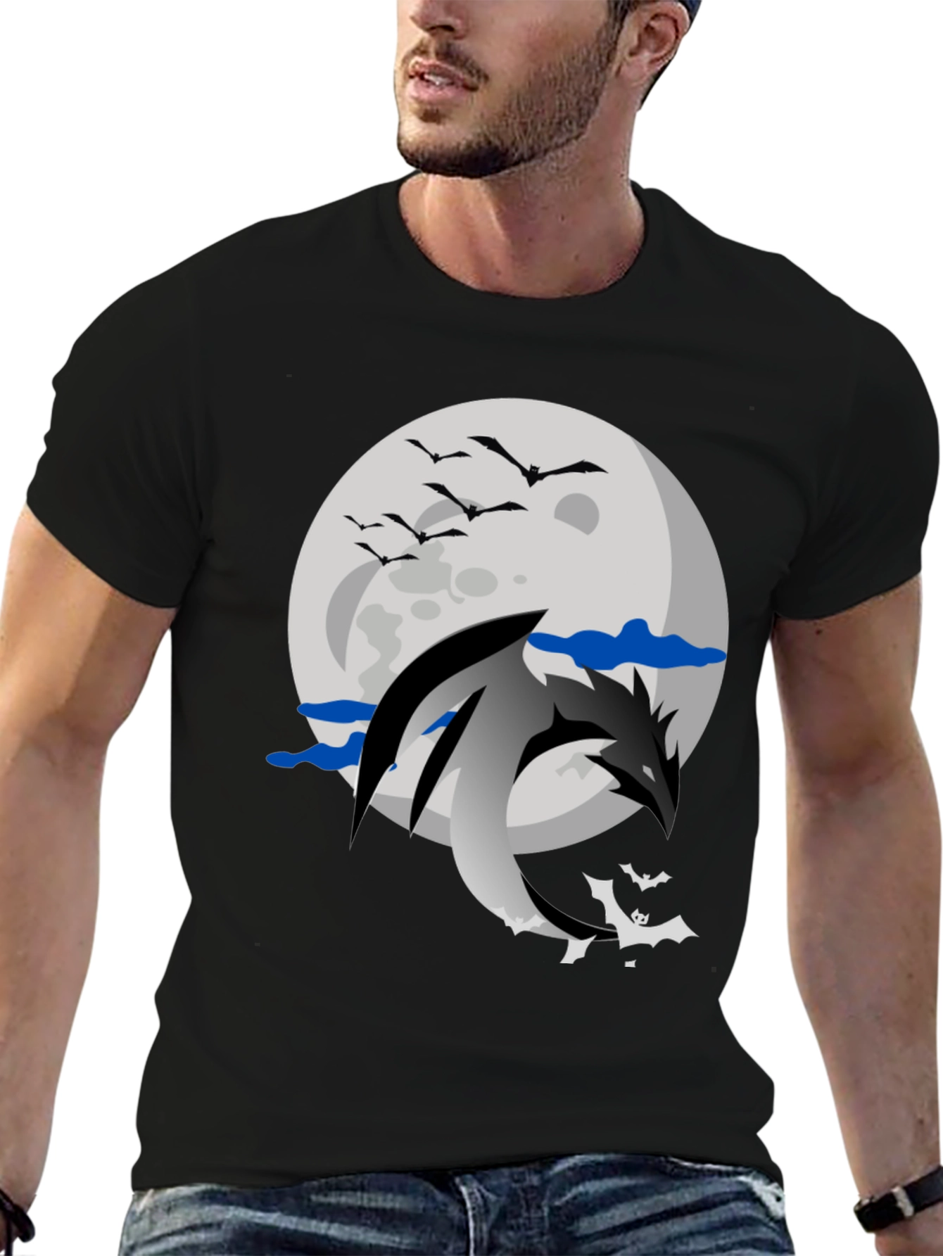 Dragon Moon Graphic Tee - Black
