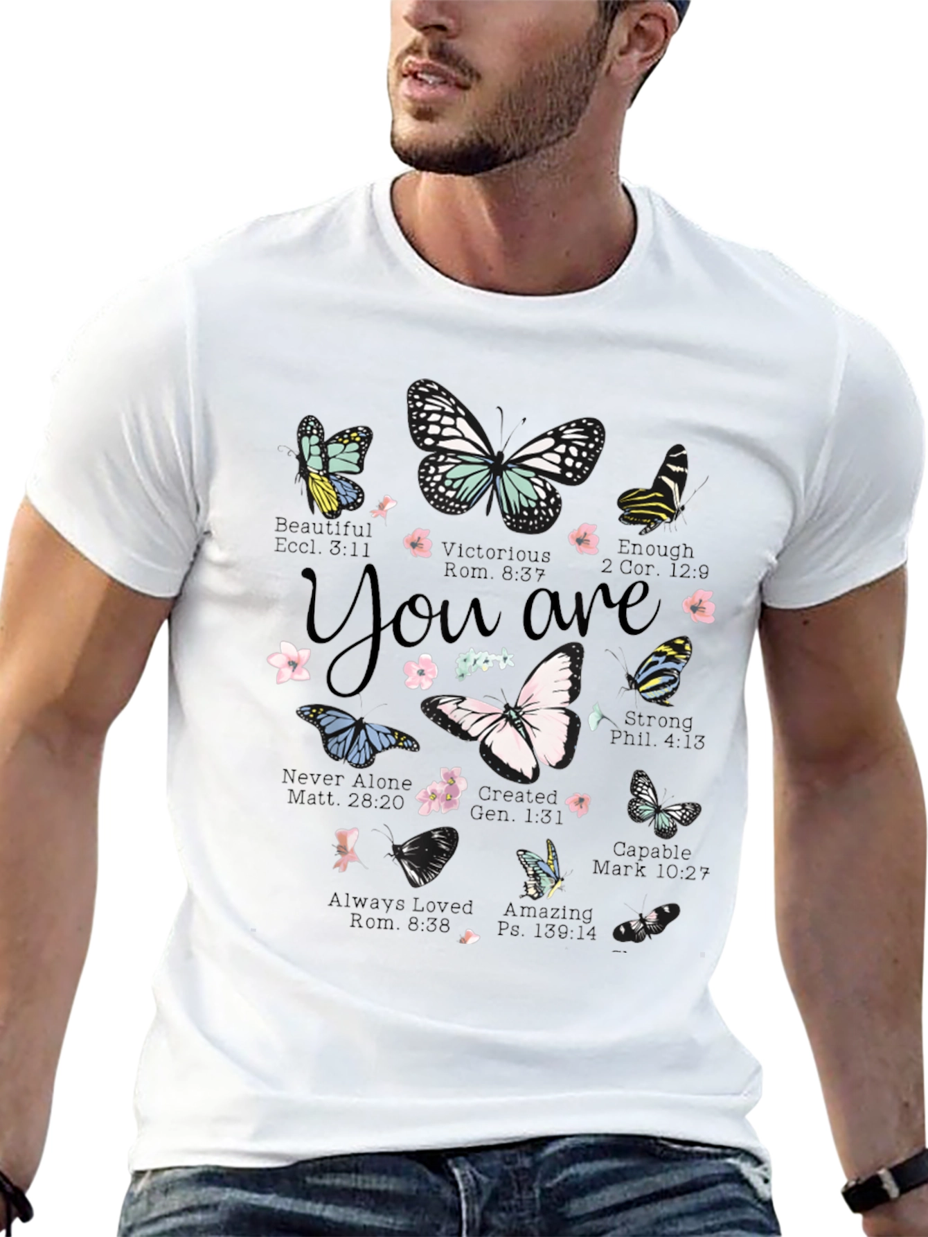 Butterfly Scripture Verse T-Shirt - Inspirational Design