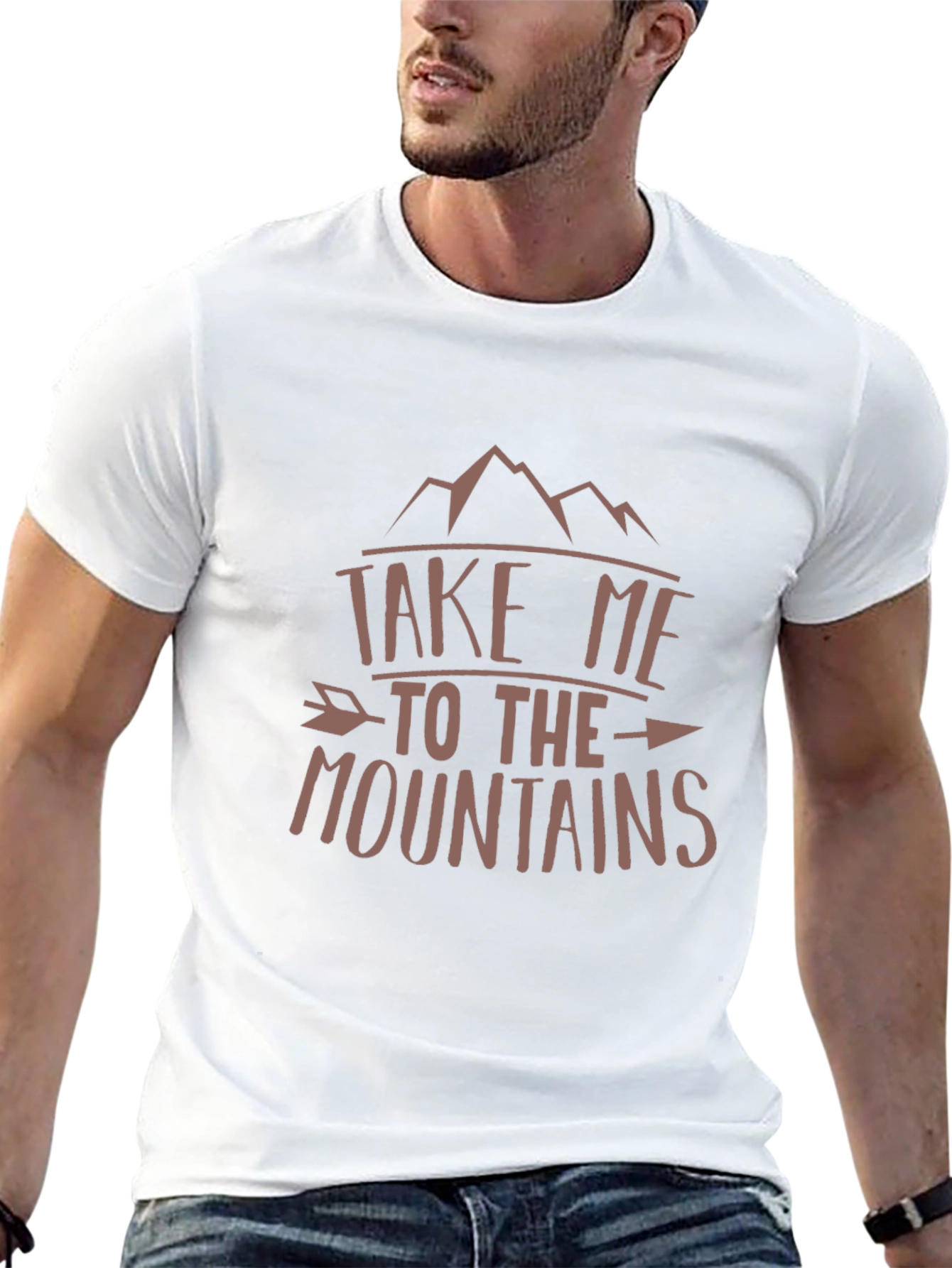 Mountains Graphic Print Tee - Black Cotton T-Shirt