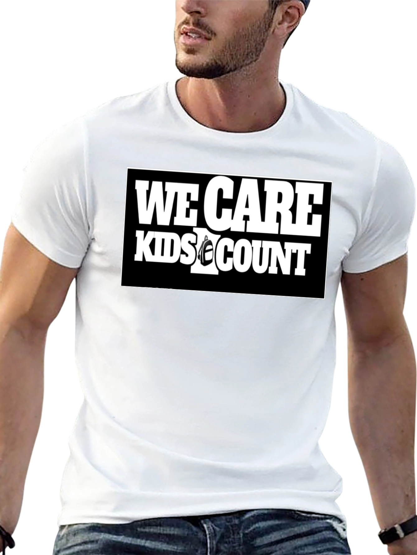 We Care Kids Count Black T-Shirt