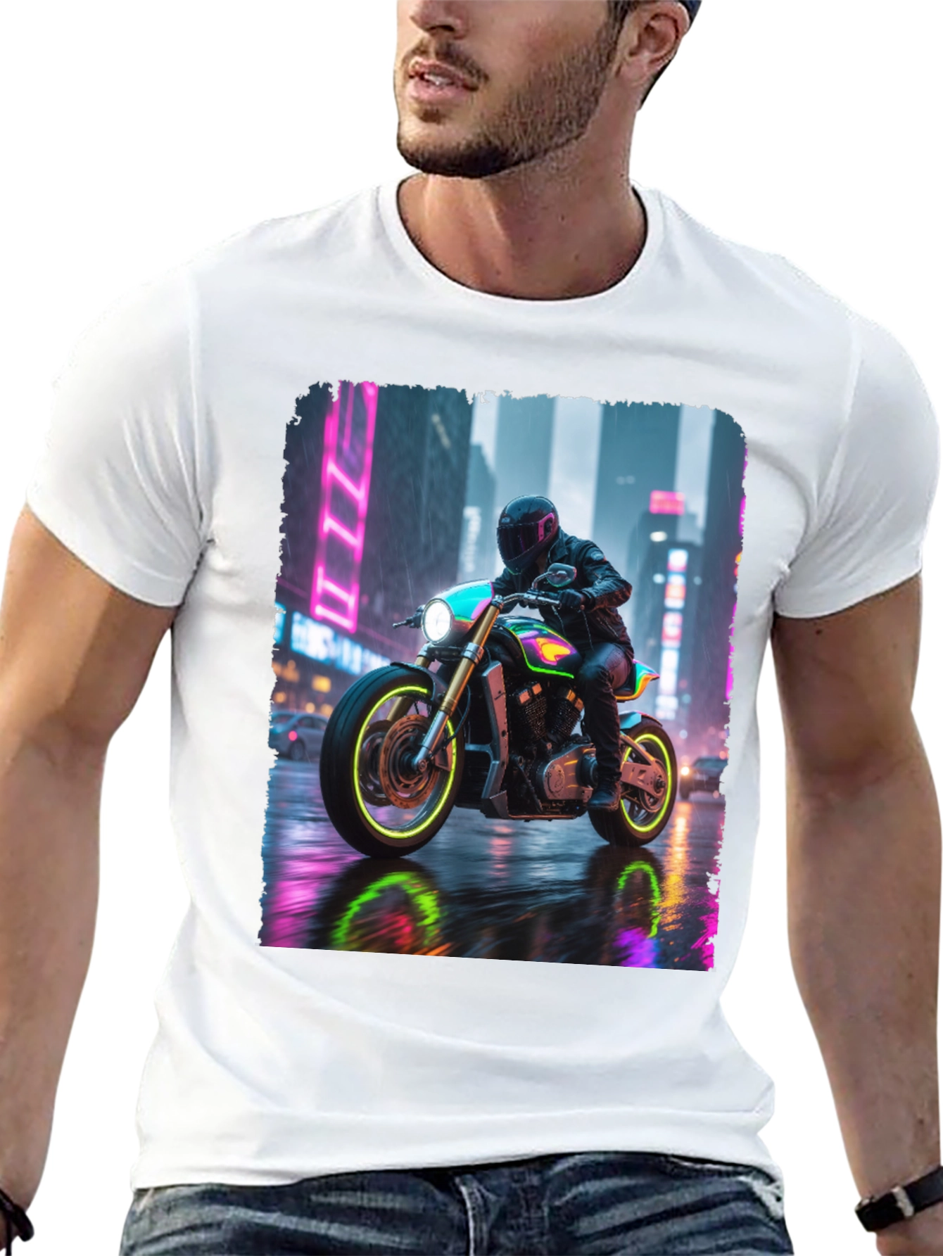Neon Rider Tee - Urban Motorcycle Design