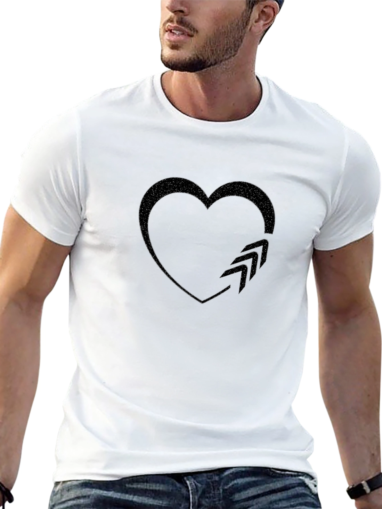 Heart Arrow Graphic Black T-Shirt