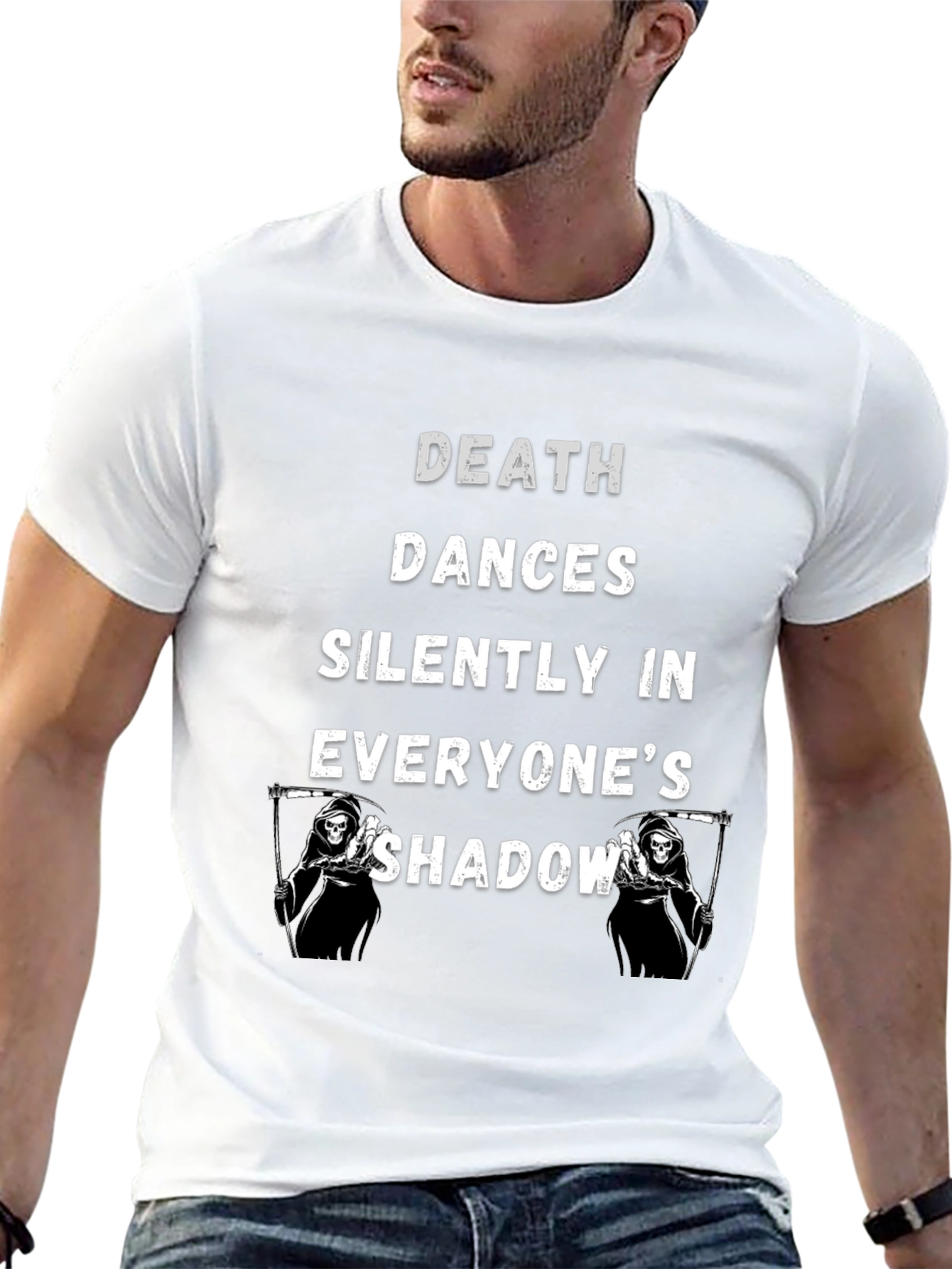 Death Dances Silently Mens Black Graphic T-Shirt