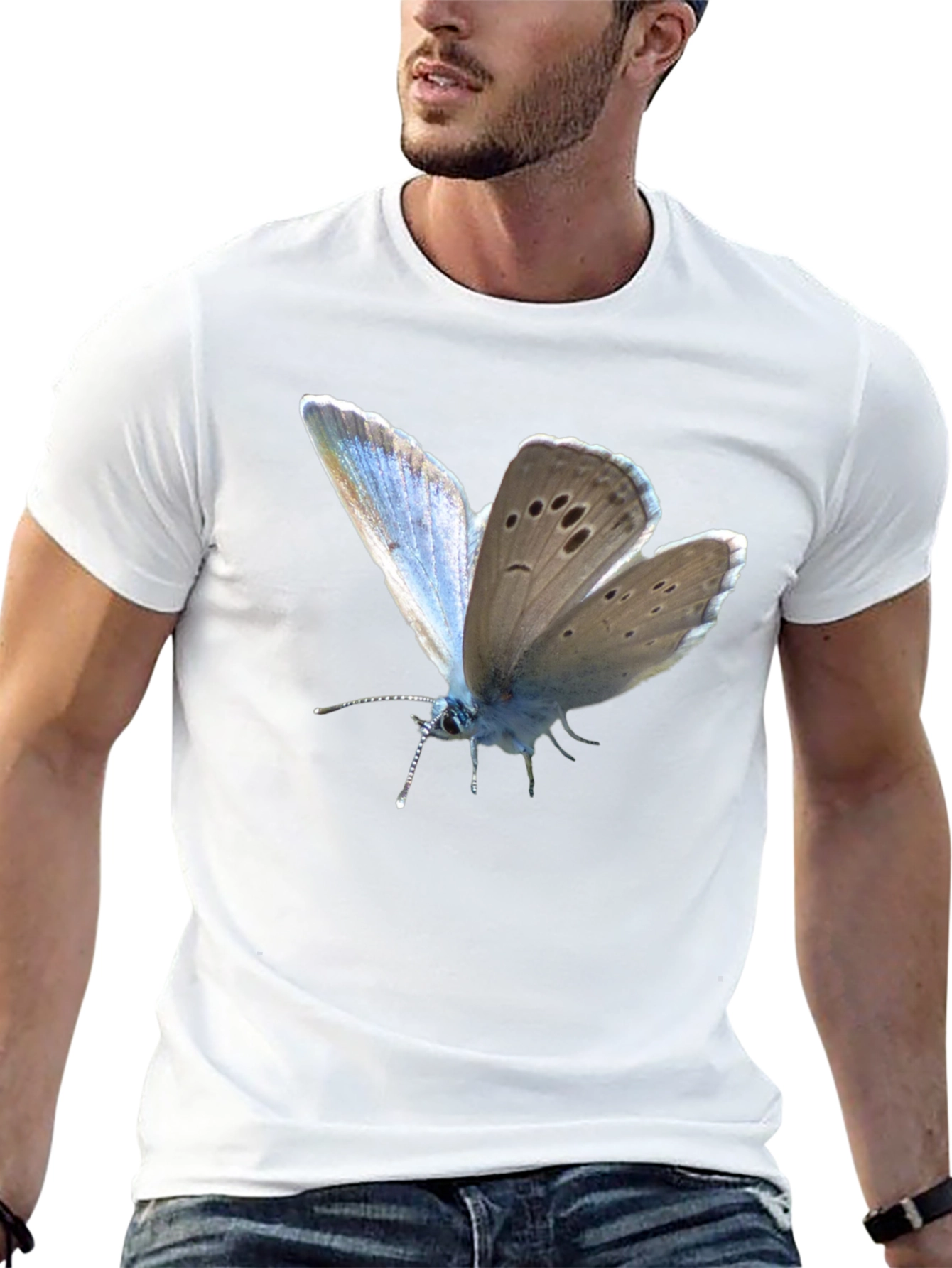 Butterfly Print Black T-Shirt