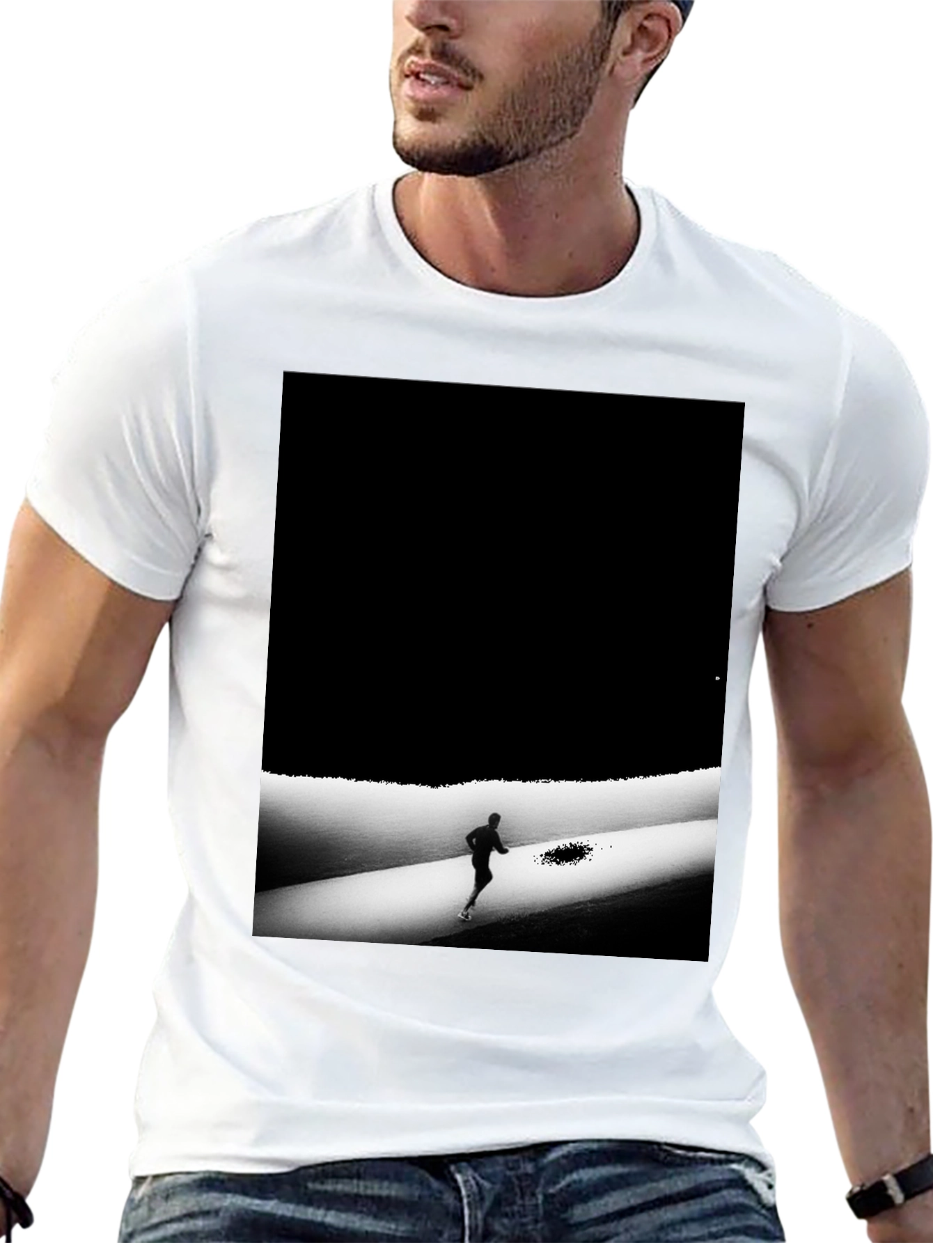 Monochrome Runner Graphic Tee - Soft Stylish Black T-Shirt