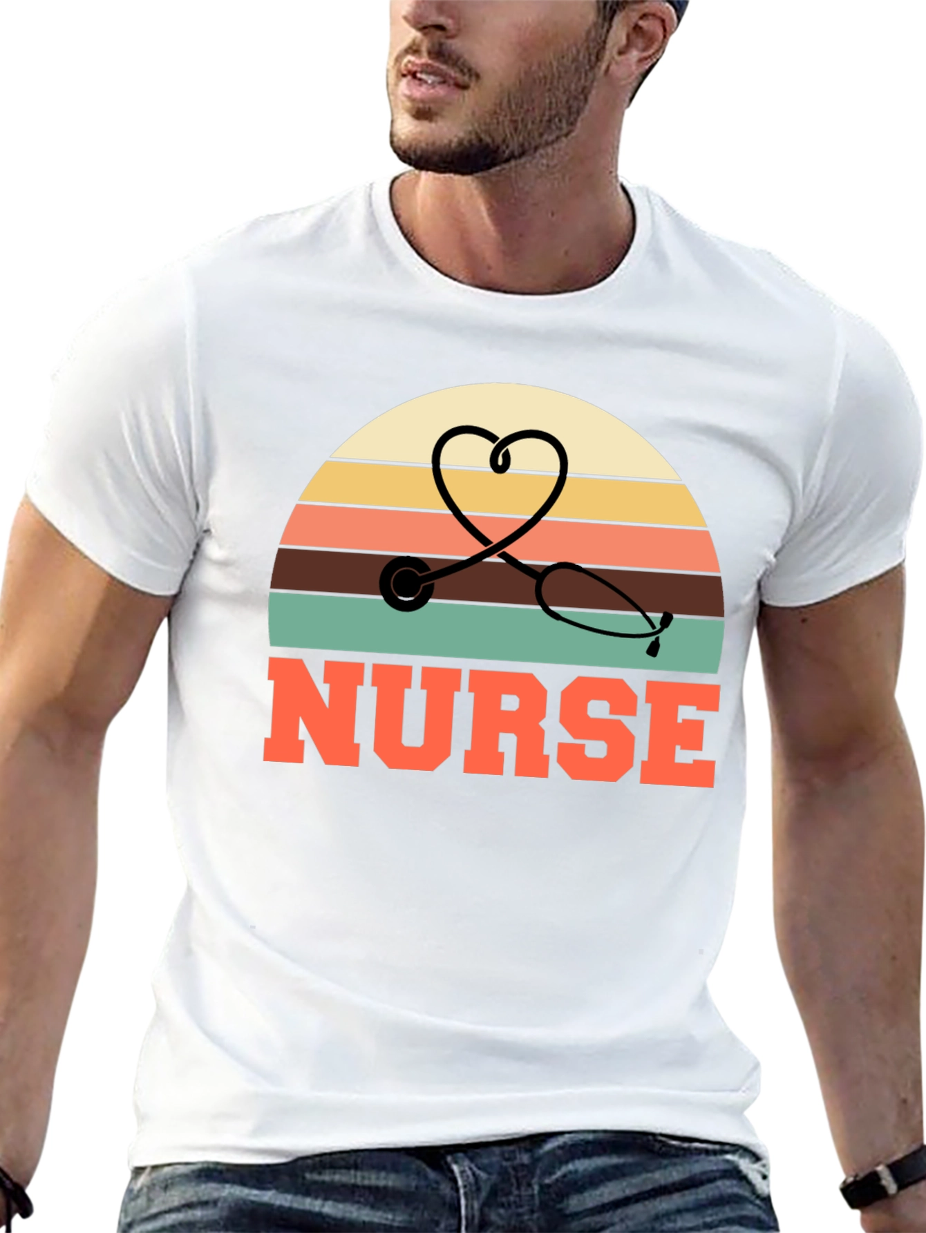 Nurse Retro Stethoscope Heart T-Shirt