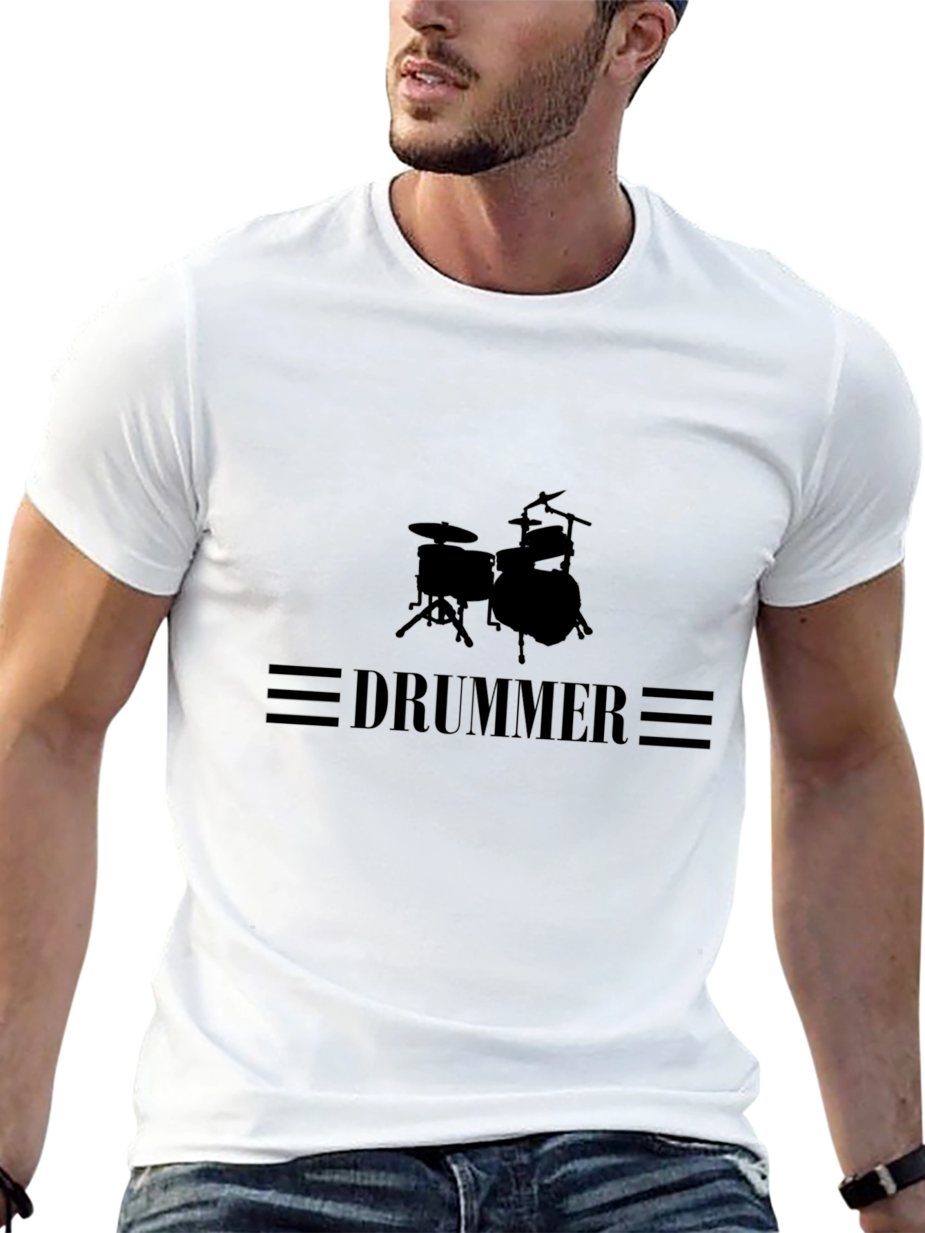 Drummer Graphic Tee - Black Cotton T-Shirt