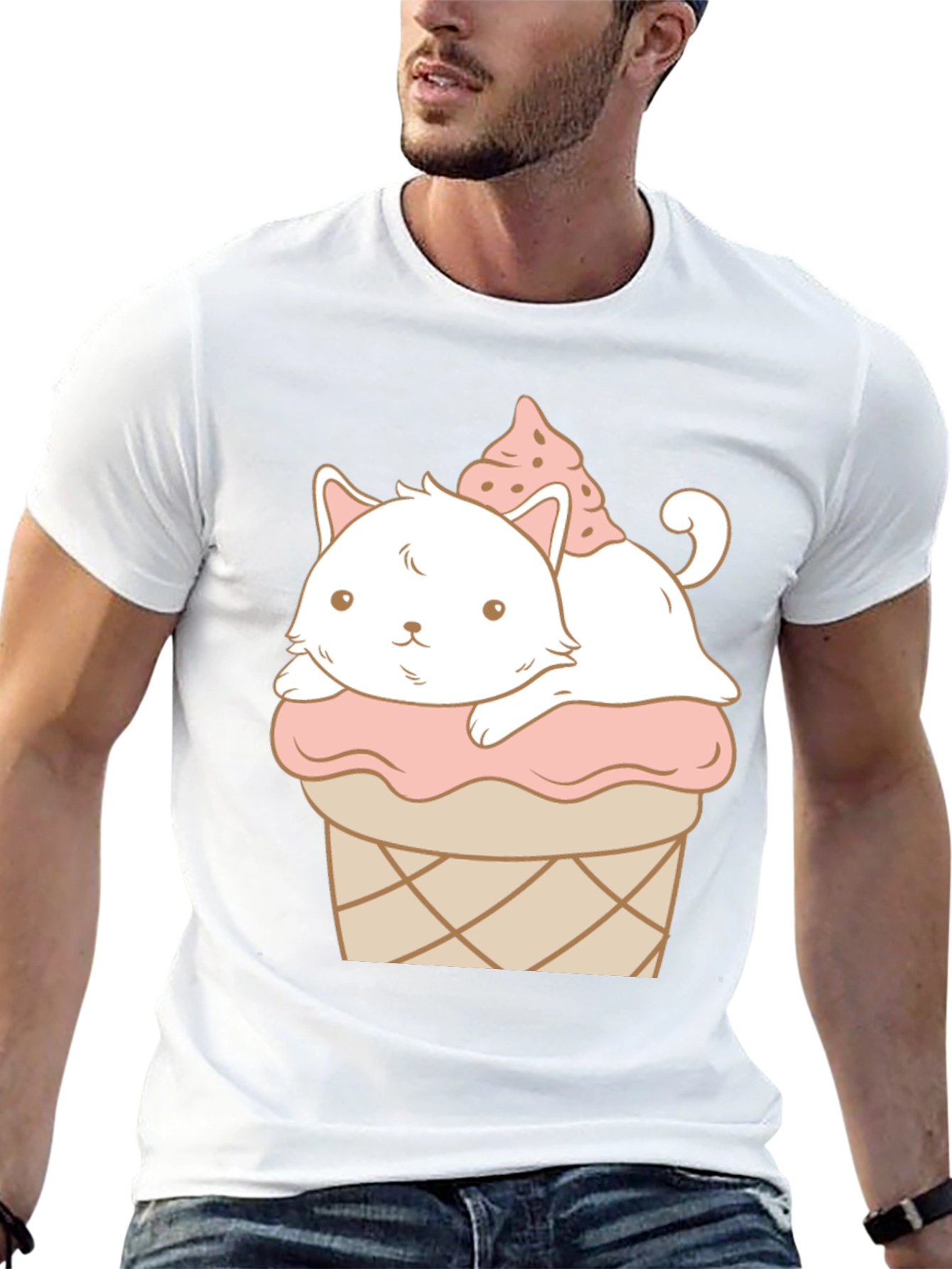 Cute Cat Ice Cream T-Shirt - Kawaii Style