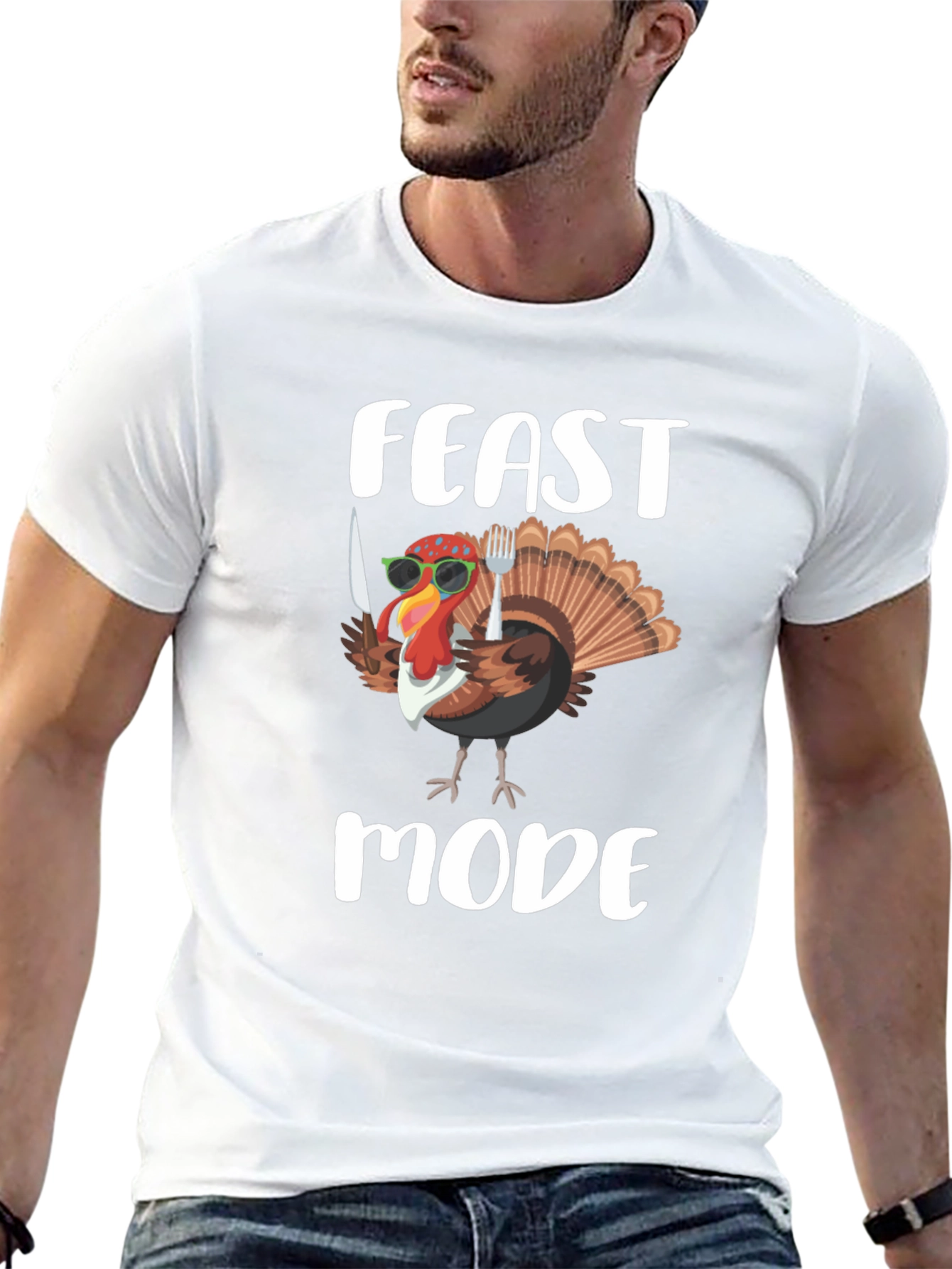 Feast Mode Turkey Graphic Tee - Thanksgiving Apparel