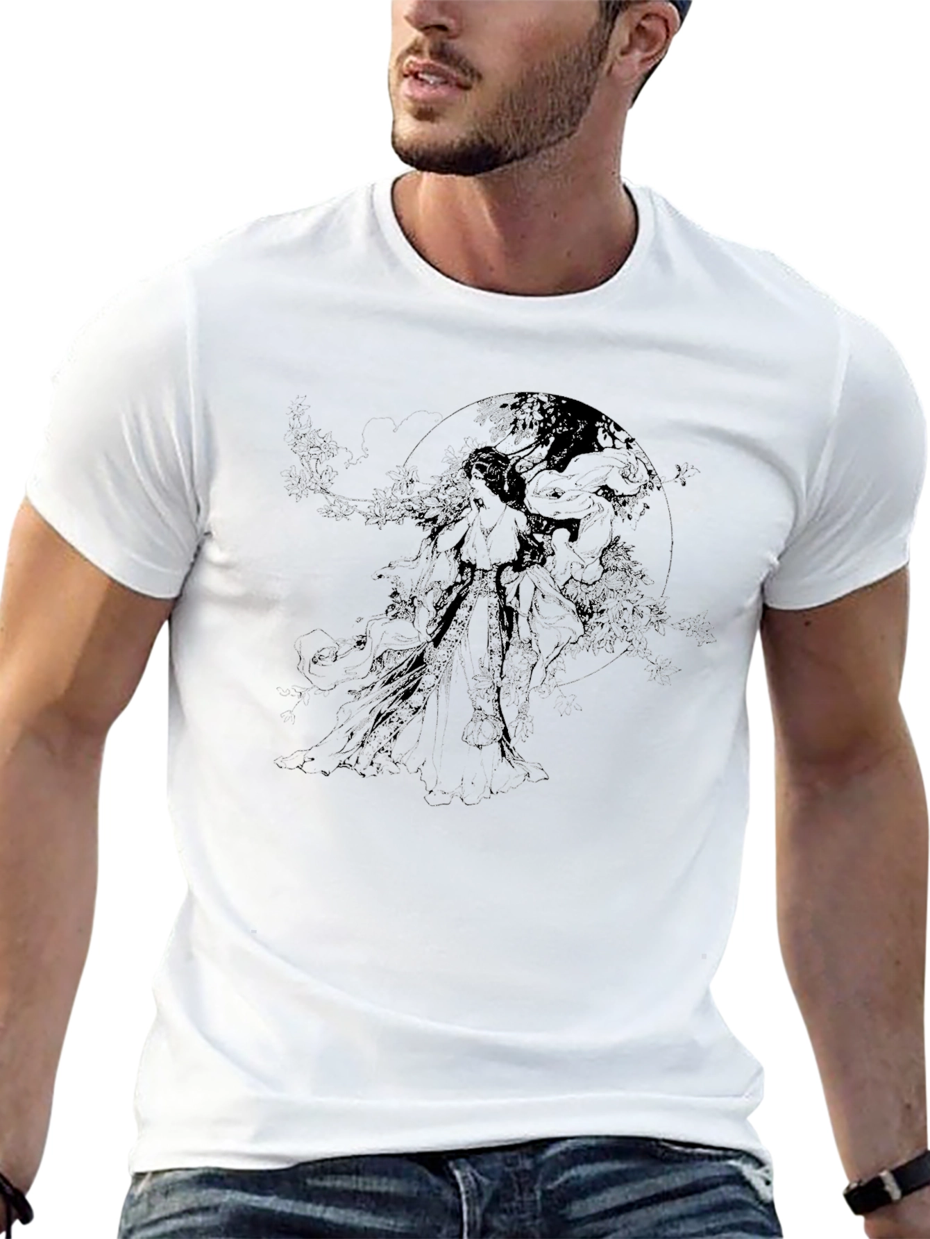 Abstract Graphic Print Mens Black T-Shirt