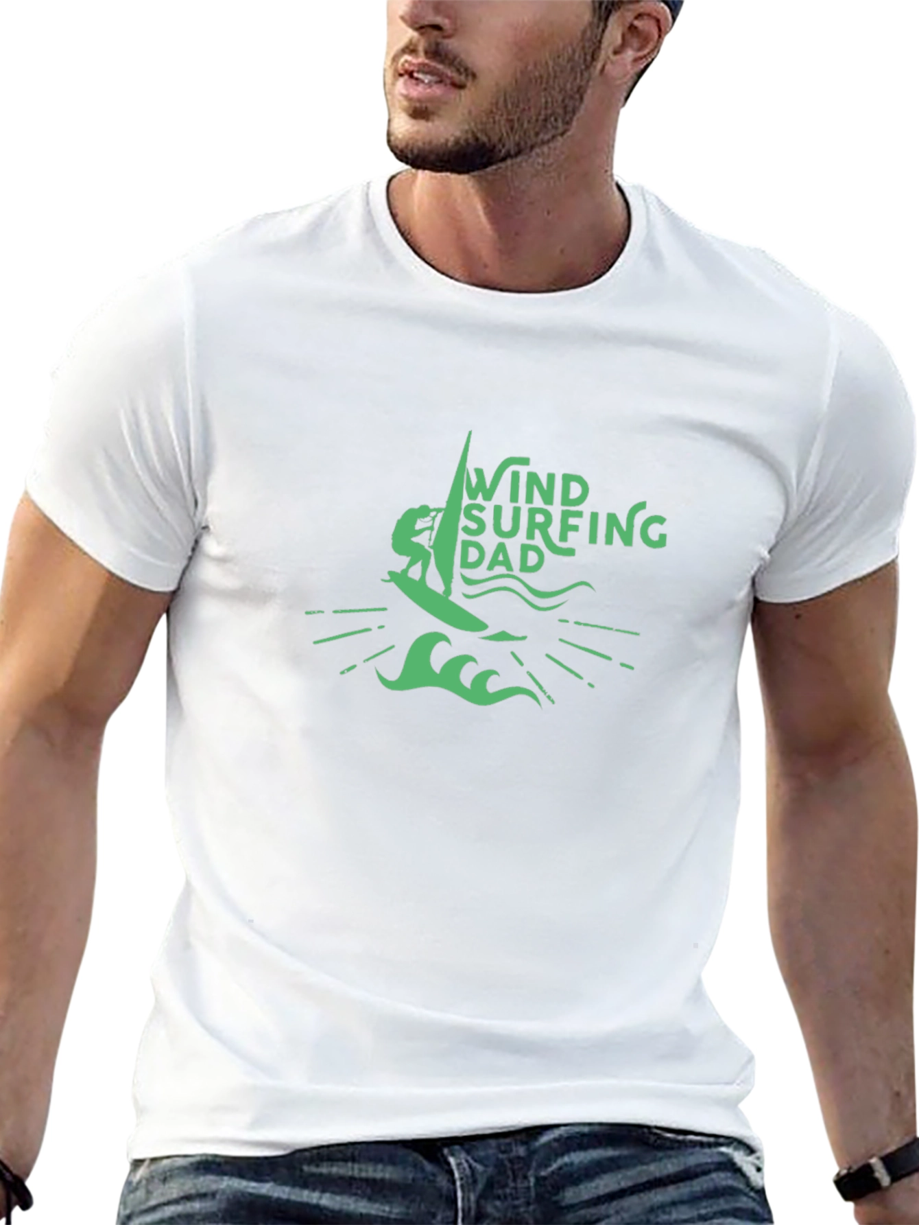 Wind Surfing Dad Black T-Shirt