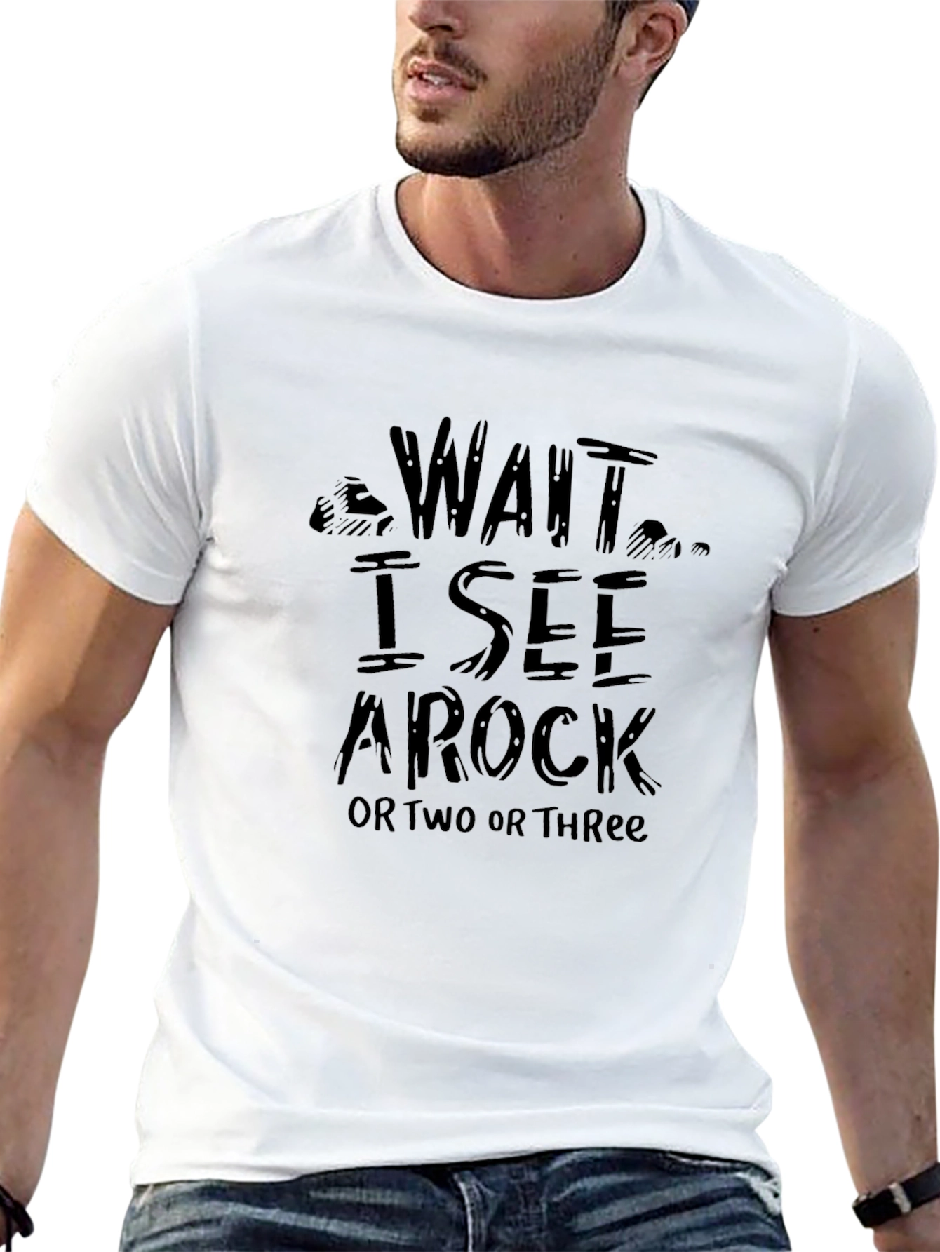 Wait I See A Rock Novelty Graphic Tee