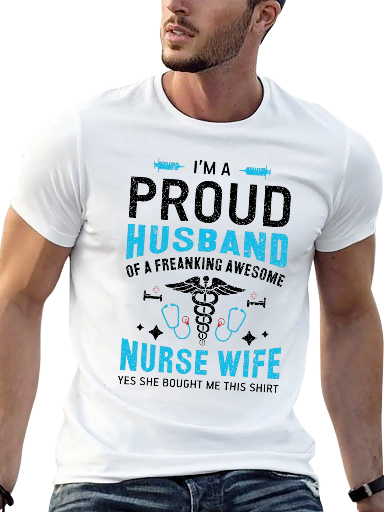 Proud Husband Nurse Wife Graphic T-Shirt