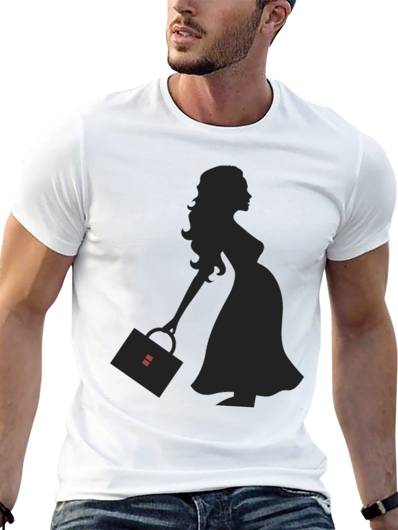 Silhouette Pregnant Woman T-Shirt - Black