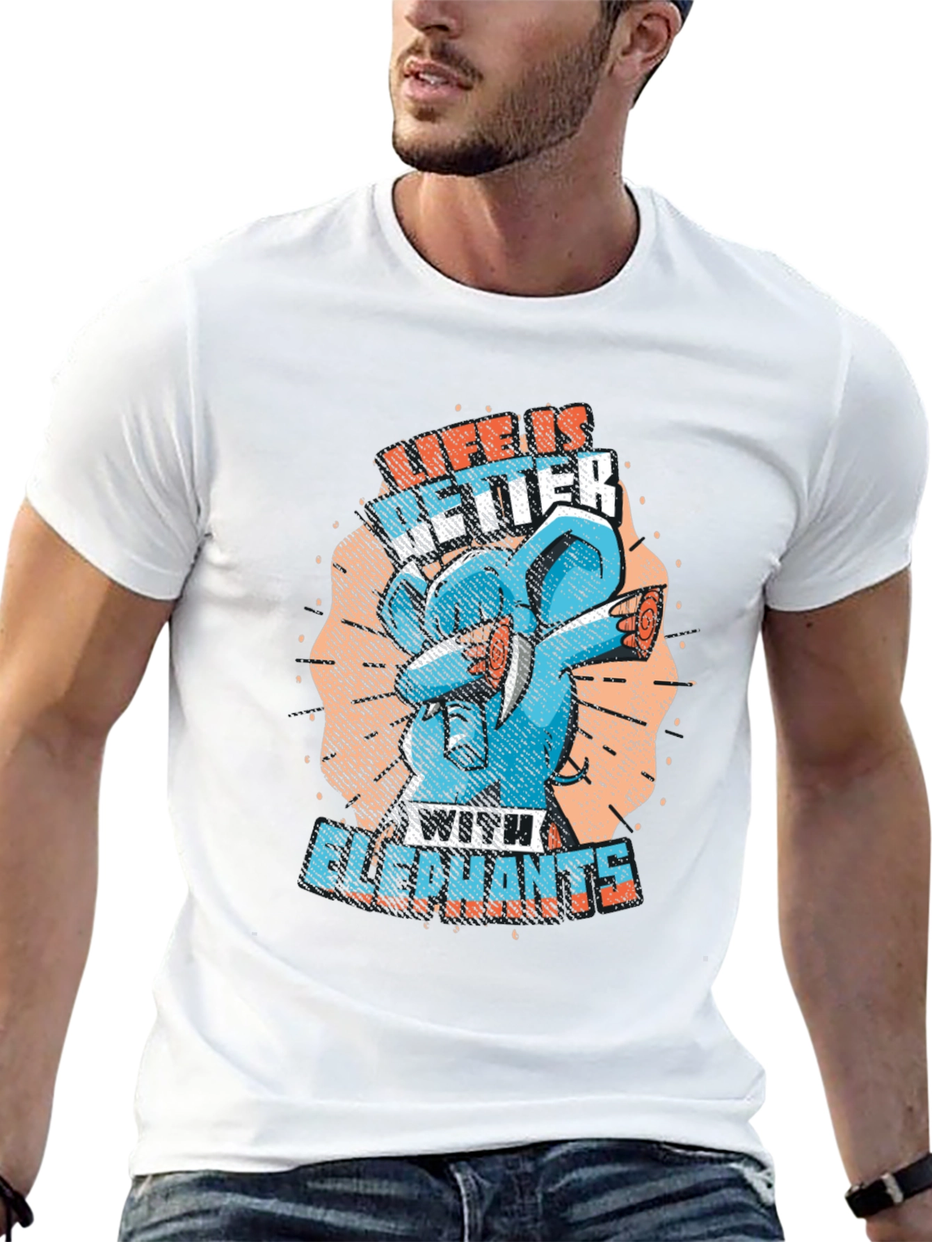 Life is Better with Elephants Black T-Shirt