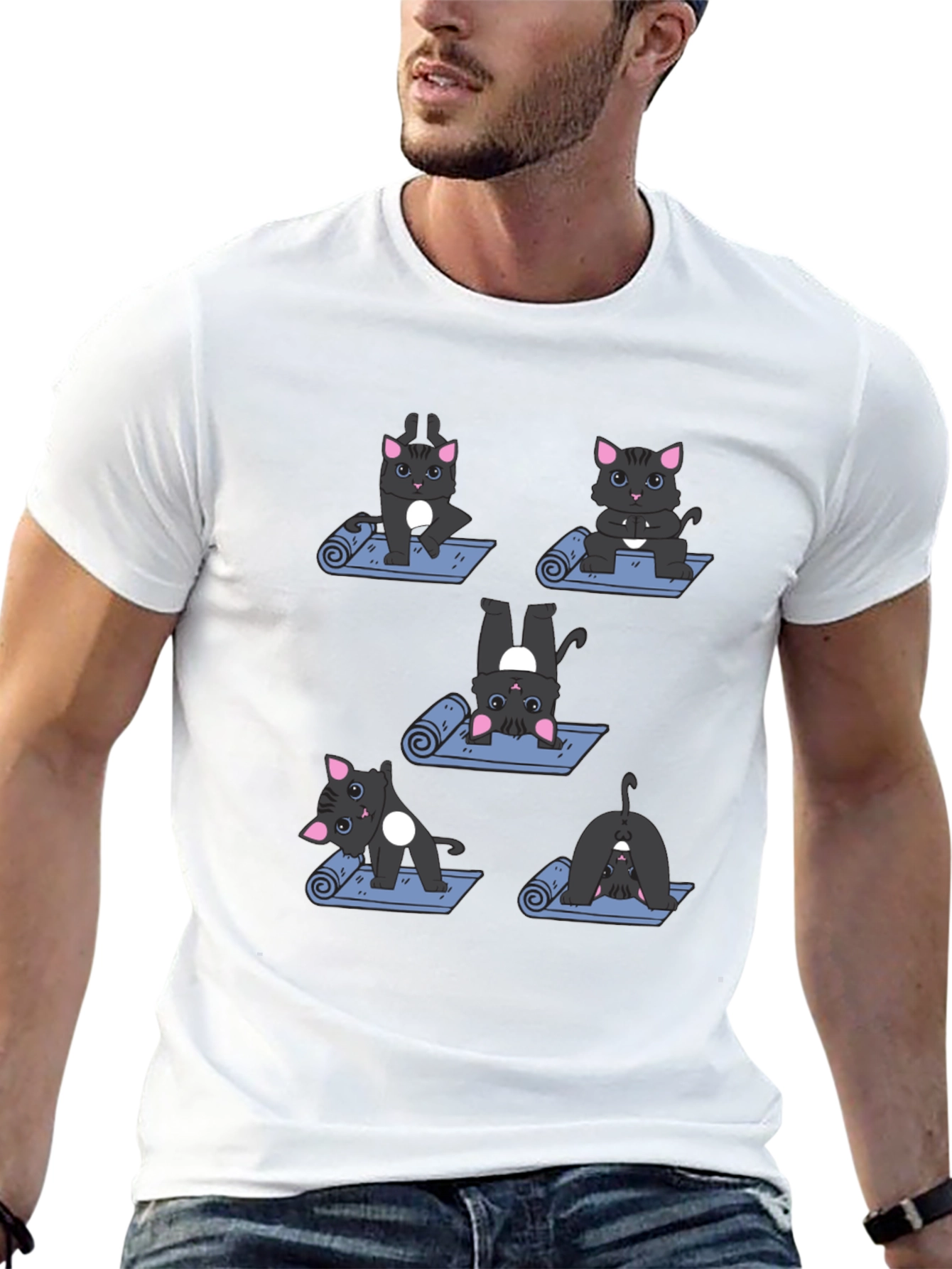 Yoga Cat T-Shirt - Funny Cartoon Tee