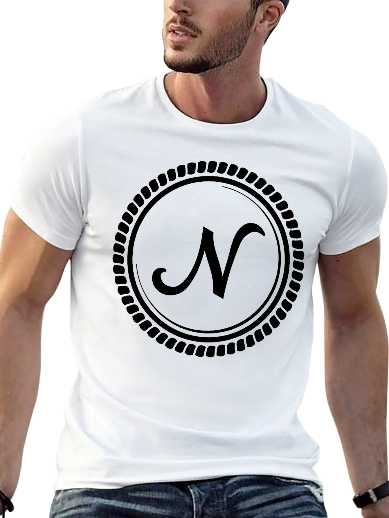 Black T-Shirt with Letter N Logo