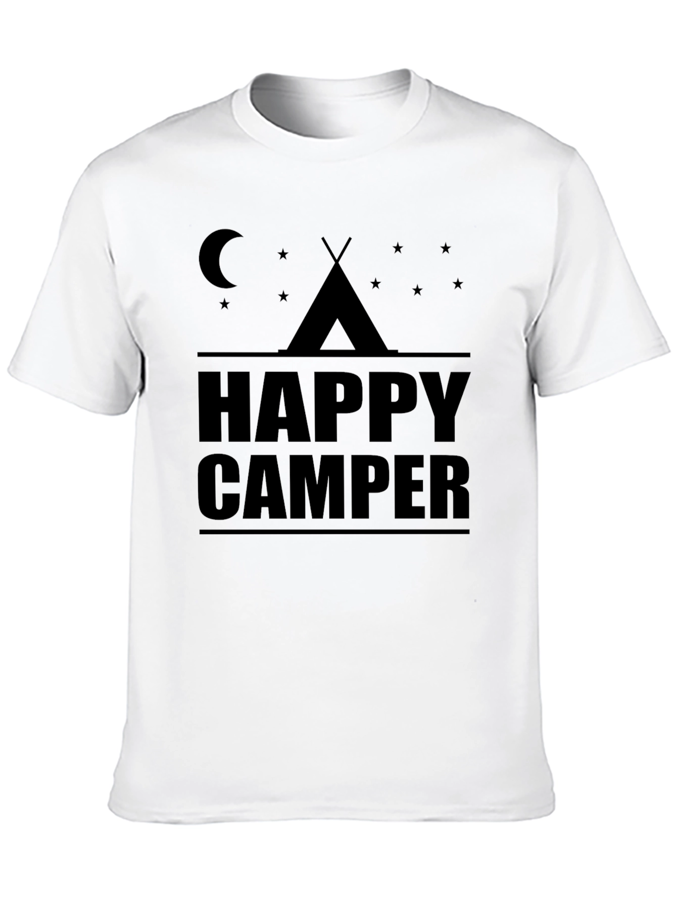 Happy Camper Graphic T-Shirt - Black Cotton Tee