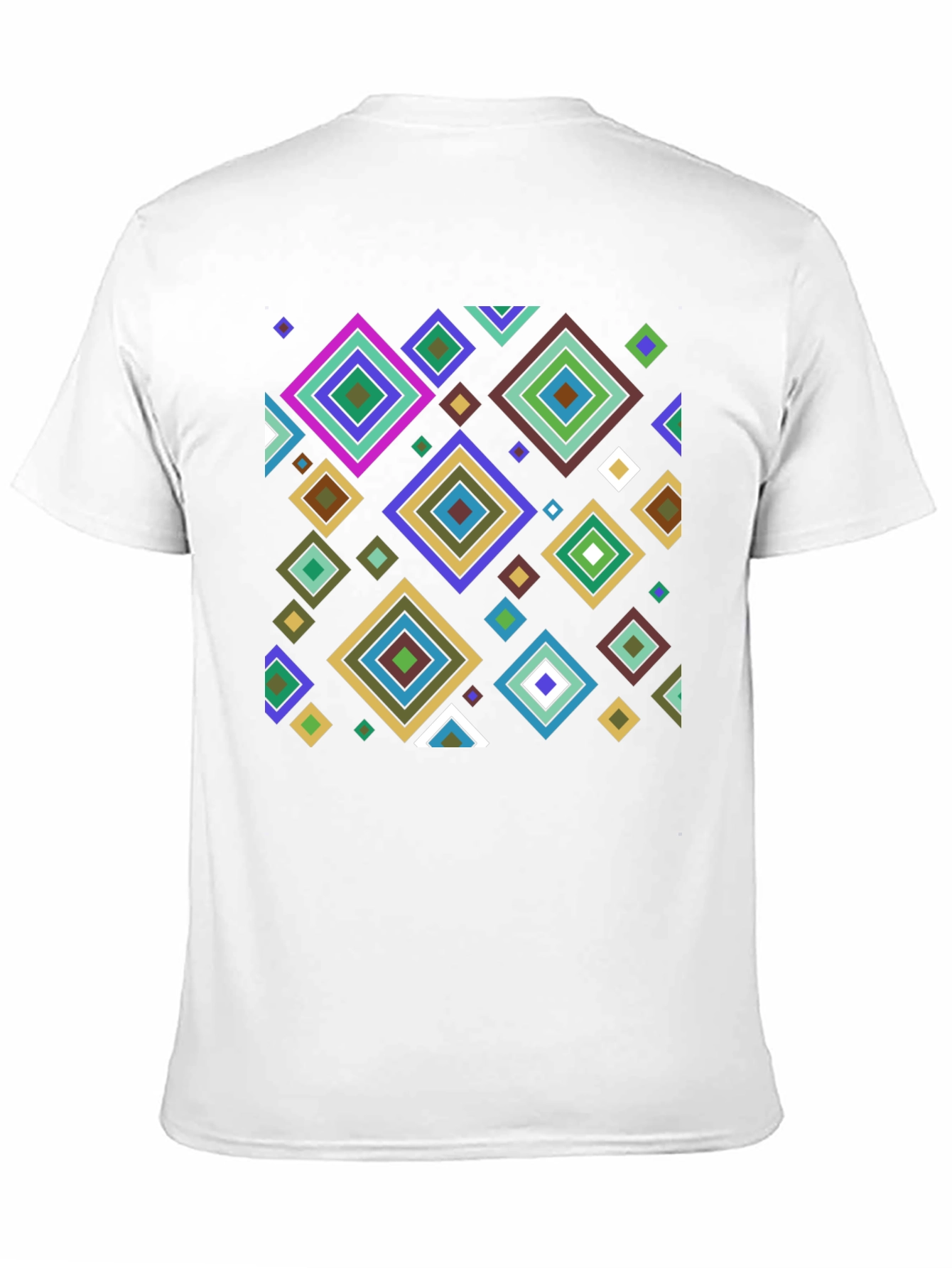 Geometric Diamond Pattern Black T-Shirt