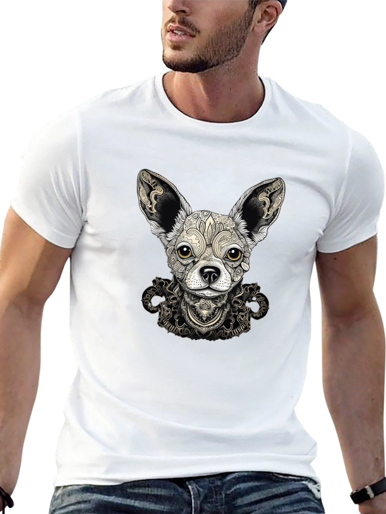 Chihuahua Art Print Black T-Shirt