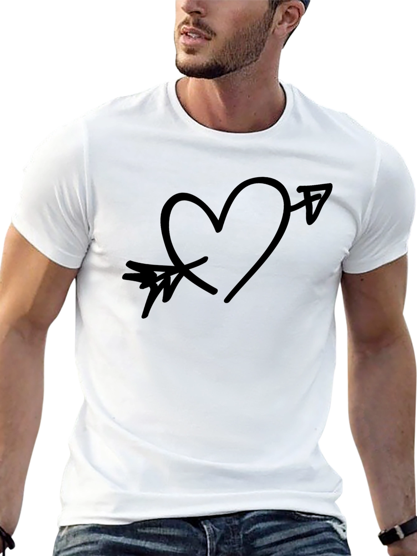 Arrow Through Heart Graphic Black T-Shirt