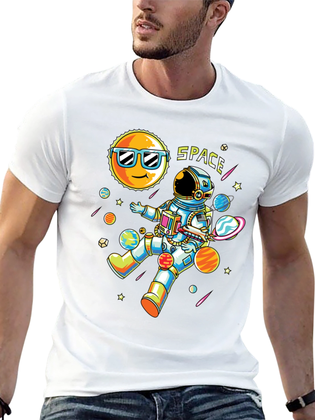 Cool Space Astronaut Graphic T-Shirt