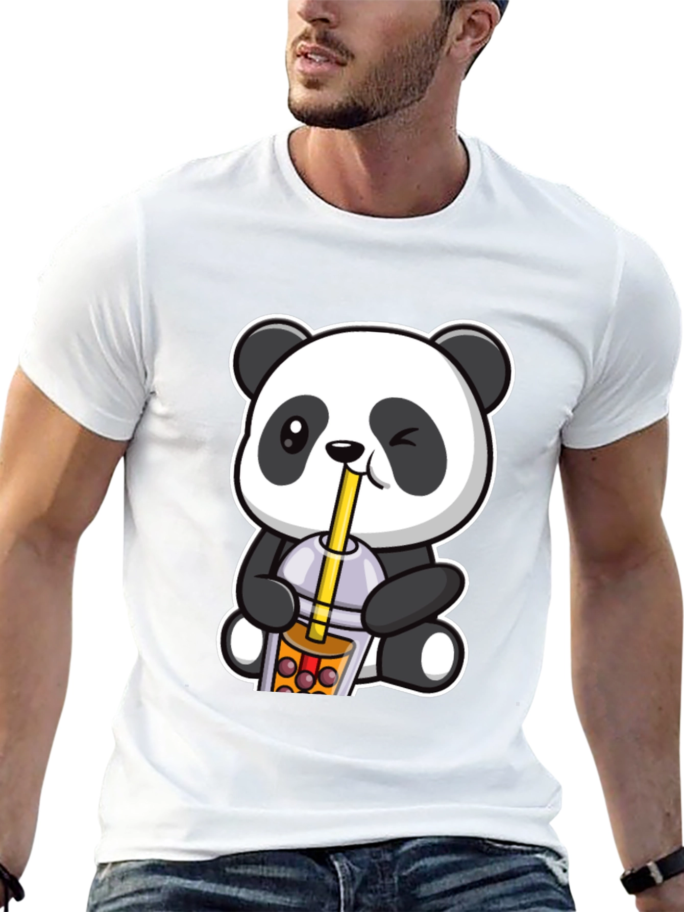 Cute Panda Boba Tea Graphic T-Shirt
